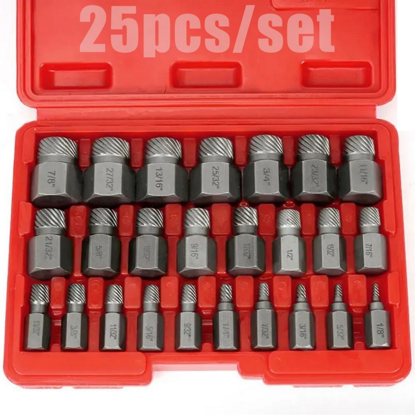 25Pcs Screw Extractor Set Hex Head Multi-Spline Easy Out Bolt Extractor Set