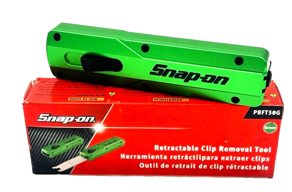 NEW Snap-on Tools PBFT50G *GREEN* Out The Front Retractable Clip Removal Tool