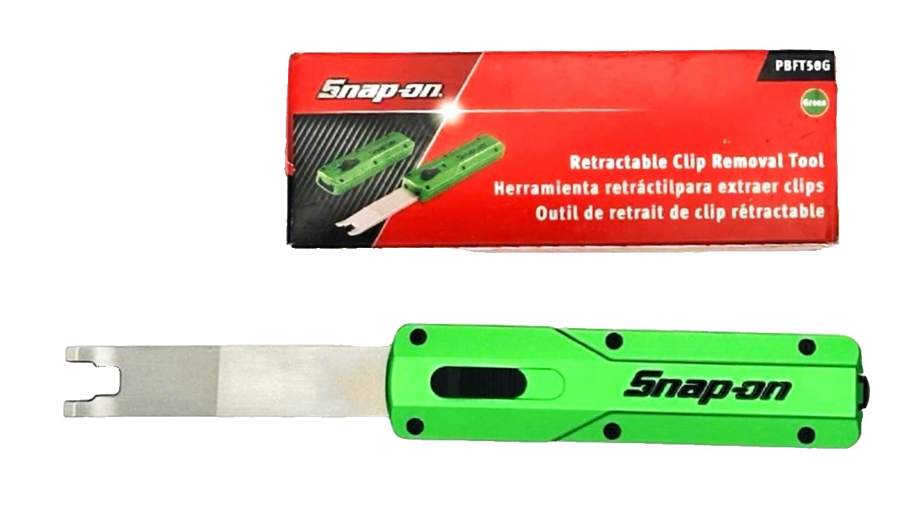 NEW Snap-on Tools PBFT50G *GREEN* Out The Front Retractable Clip Removal Tool