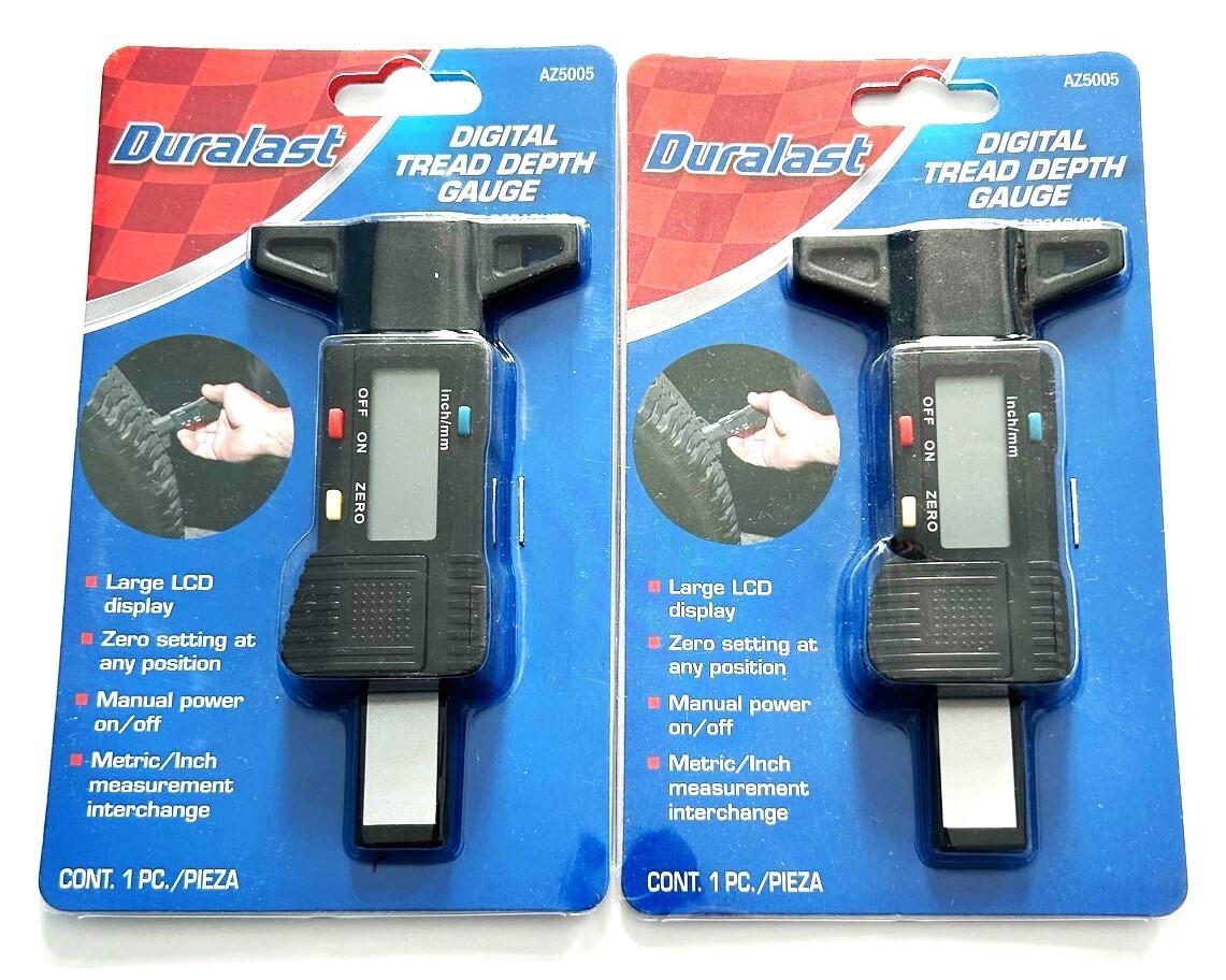 2 DURALAST PROFESSIONAL DIGITAL TIRE TREAD DEPTH/BRAKE PAD GAUGE’S SAE/METRIC
