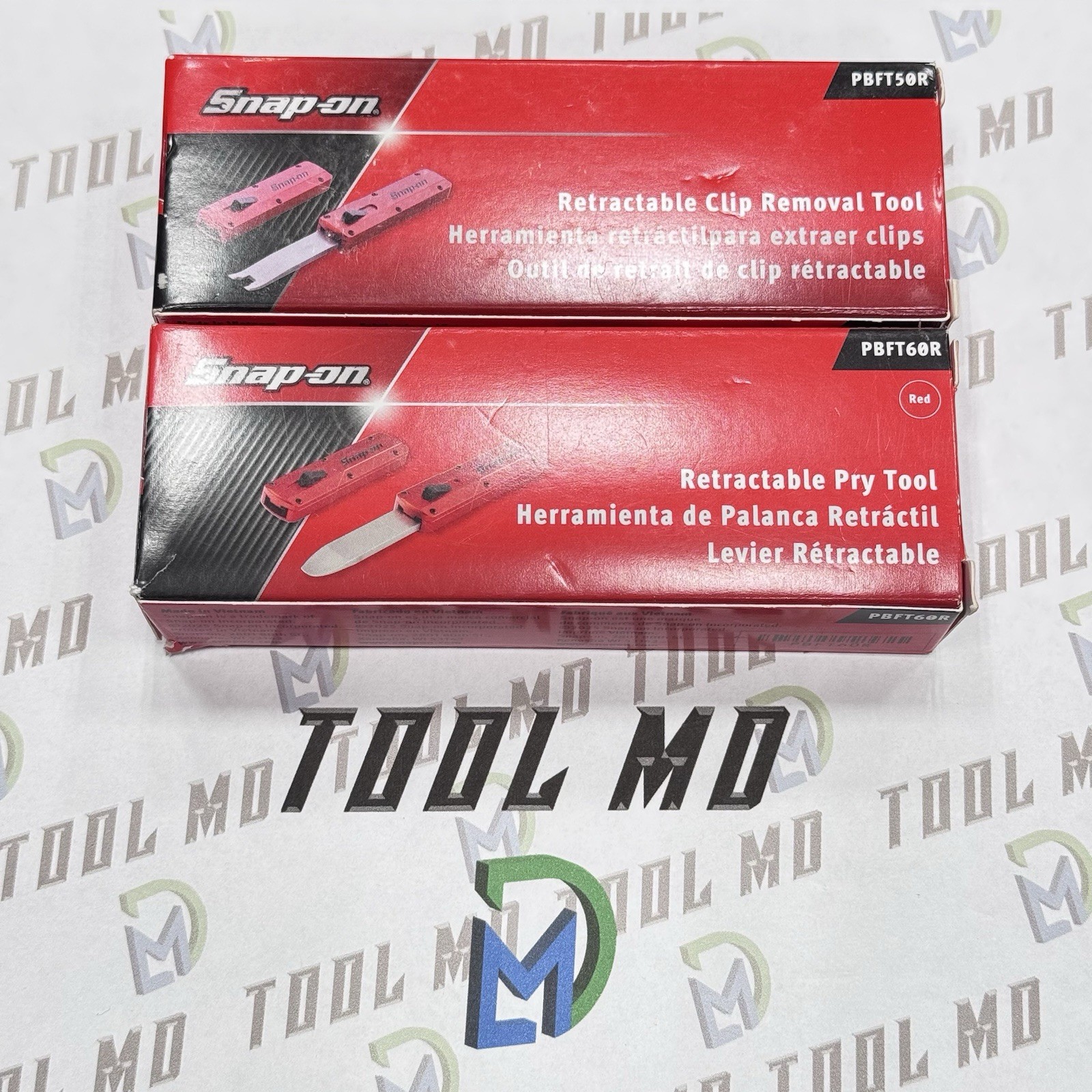 Snap-on Tools NEW 2pc RED Out The Front Retractable Pry Tool Set PBFT50 PBFT60