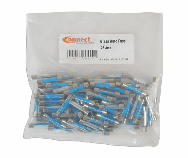 Connect 30499 Glass Auto Fuse – 25Amp Pk 100