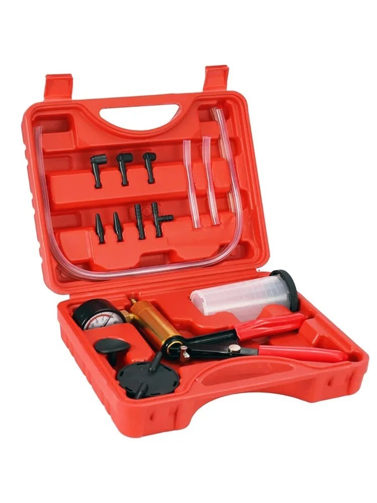 Durable Vacuum Pressure Pump Tester Set Brake Fluid Bleeder Bleeding Kit +Box