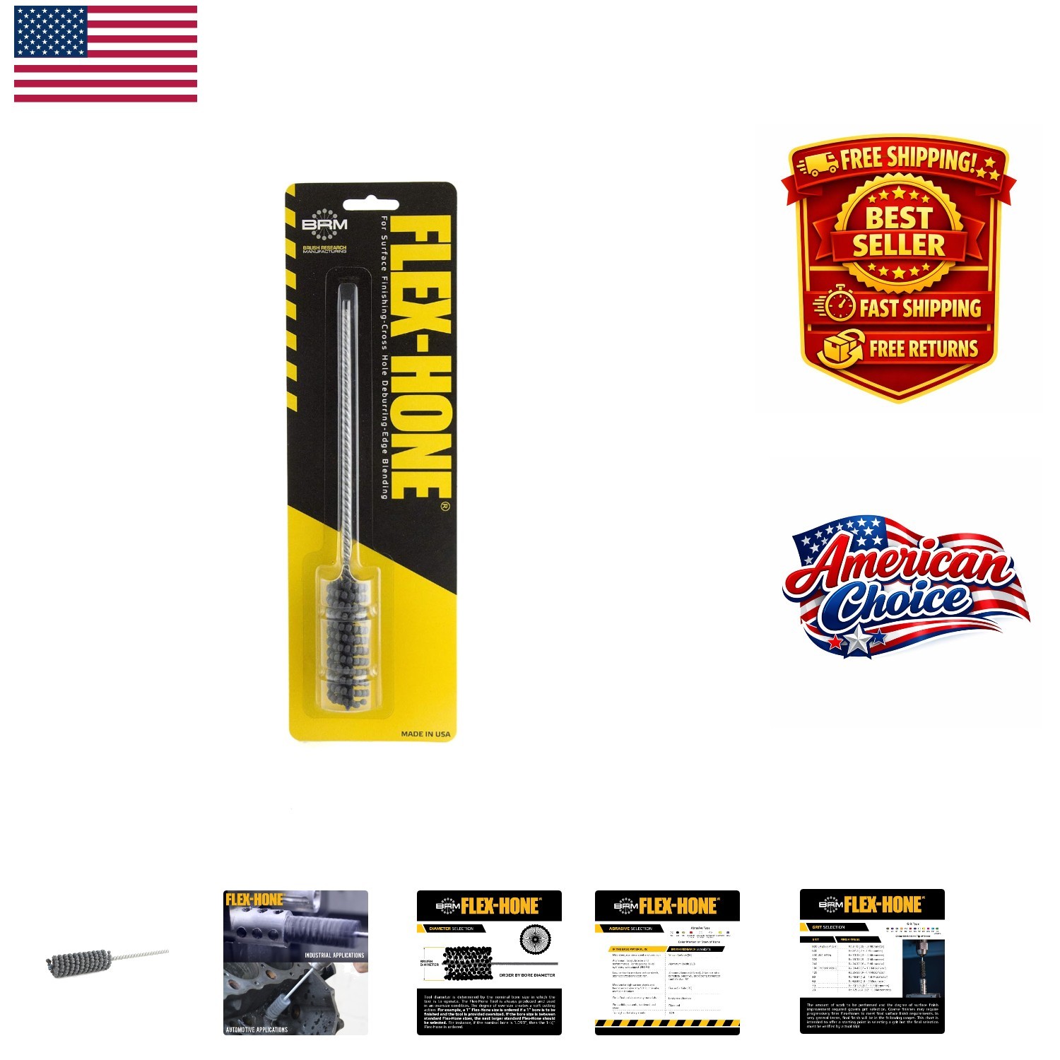 Brush Research 0.551″ 240 Grit Silicon Carbide Flex-Hone for Cylinder Finishing