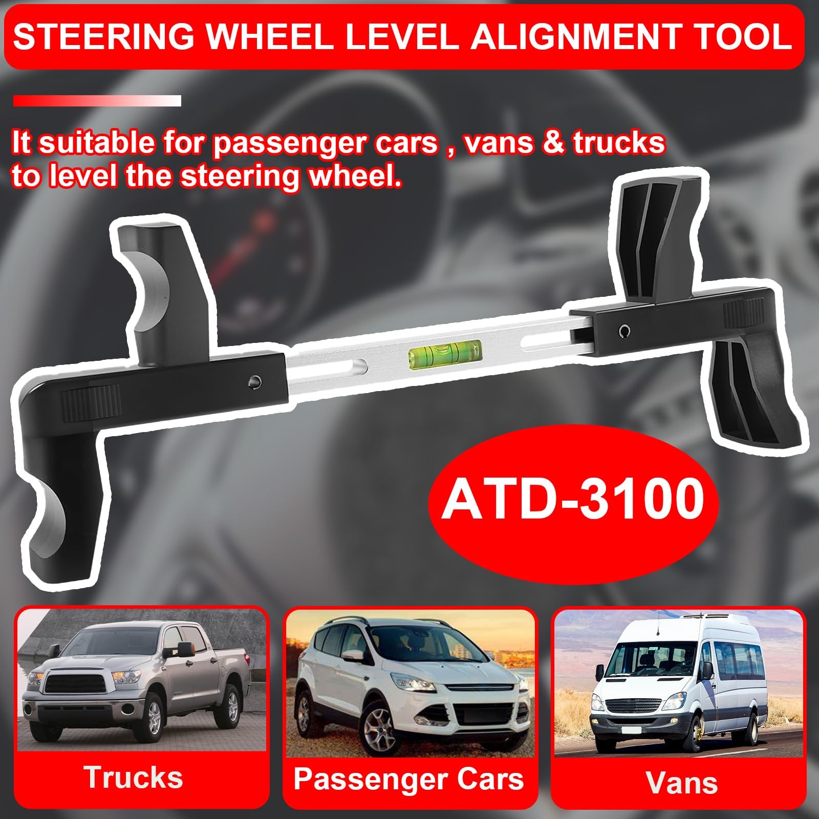 For Passenger Cars Vans & Trucks, ATD-3100 Steering Wheel Level Alignment Tool