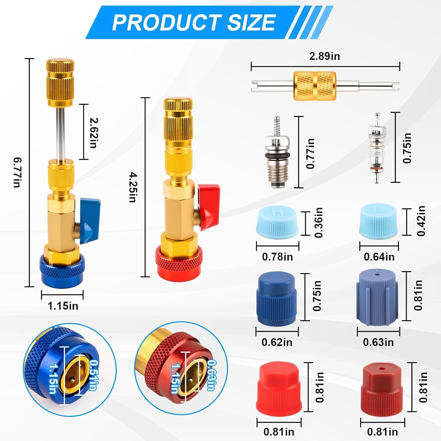 R134A Valve Core Quick Remover Installer Tool Set – 31PCS AC High Low Pressur…