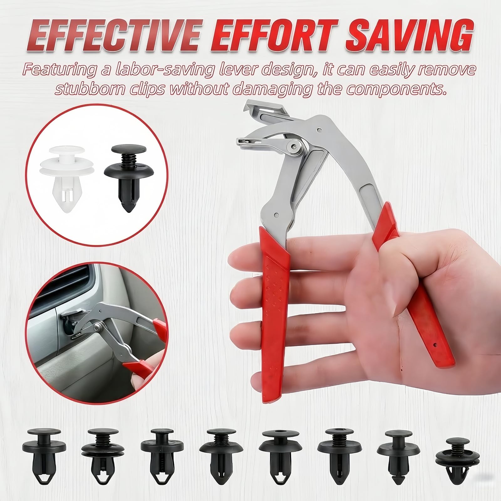 Car Clip Pliers, Spring-Loaded Panel Removal Pliers Tool, XXL, Red