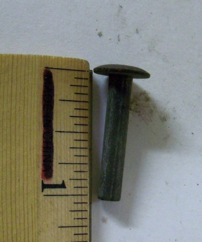 Vtg. Solid Steel 3/16 X 1 Rivet Round 7/16 Dia. Head Vintage