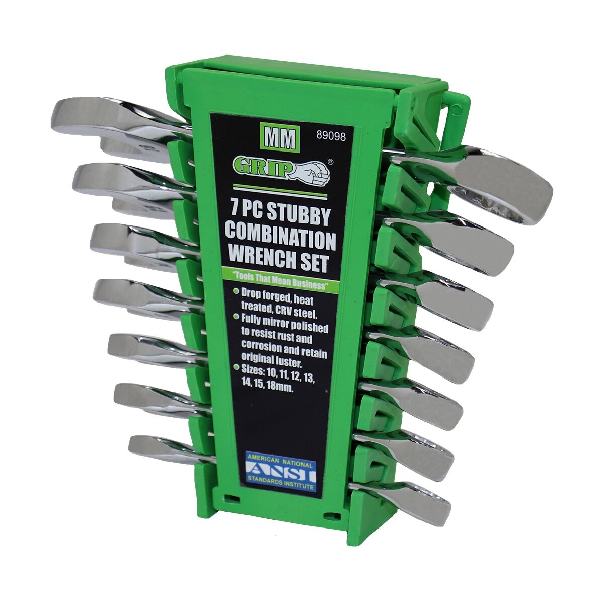 Grip On Tools 7 Piece Metric Stubby Combo Wrench Set – 89098
