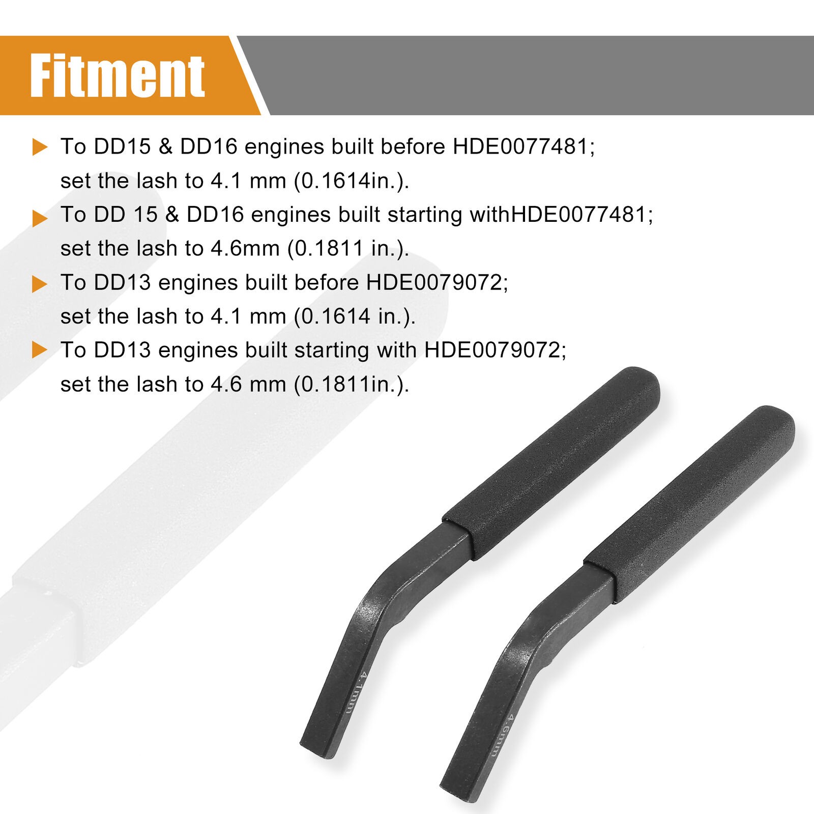 Engine Brake Adjustment Feeler Gauge Set For Detroit Diesel DD15 4.6mm 4.1mm
