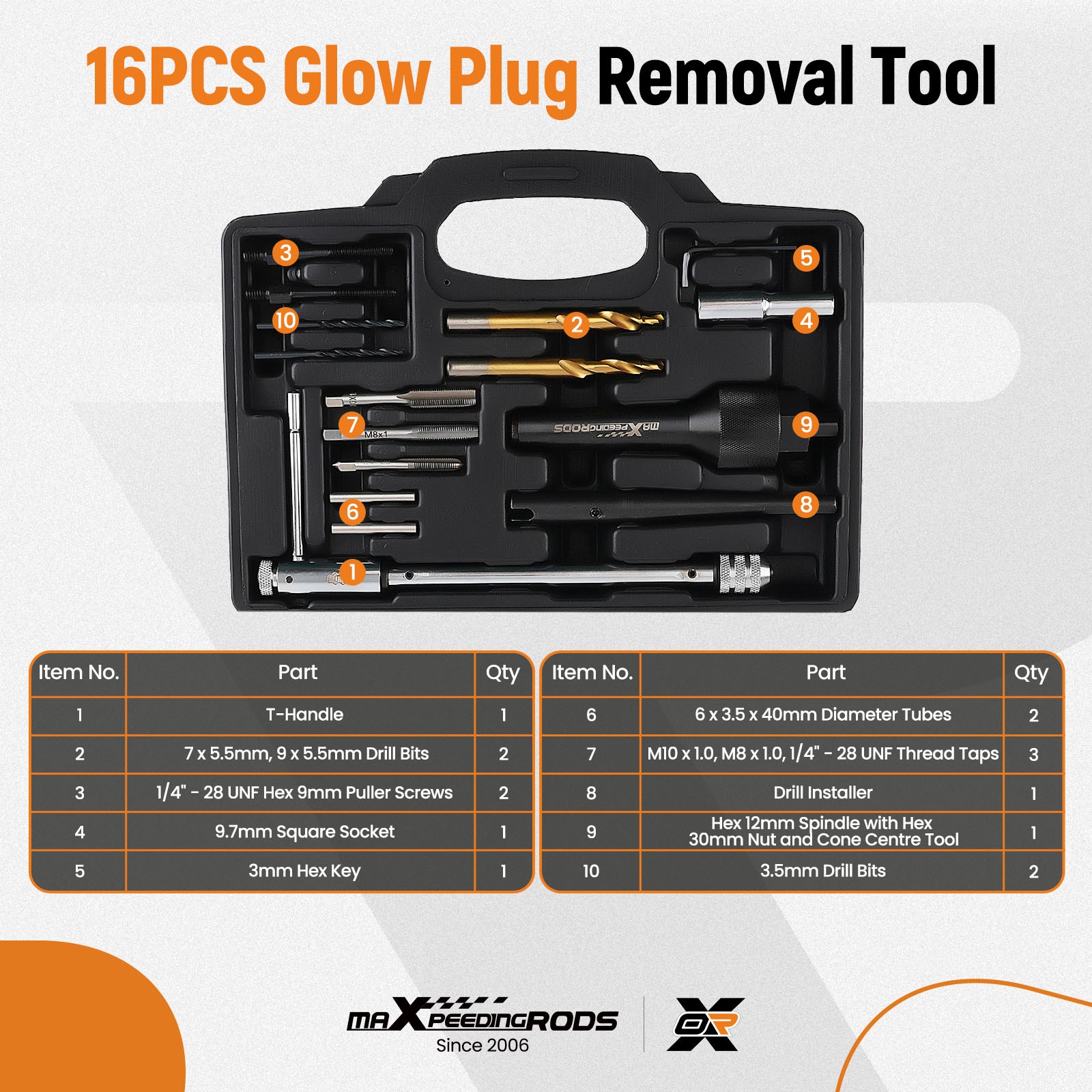 Damaged Glow Plug Removal Remover Tool Kit M8 M10 Drill Holding Adaptor Set