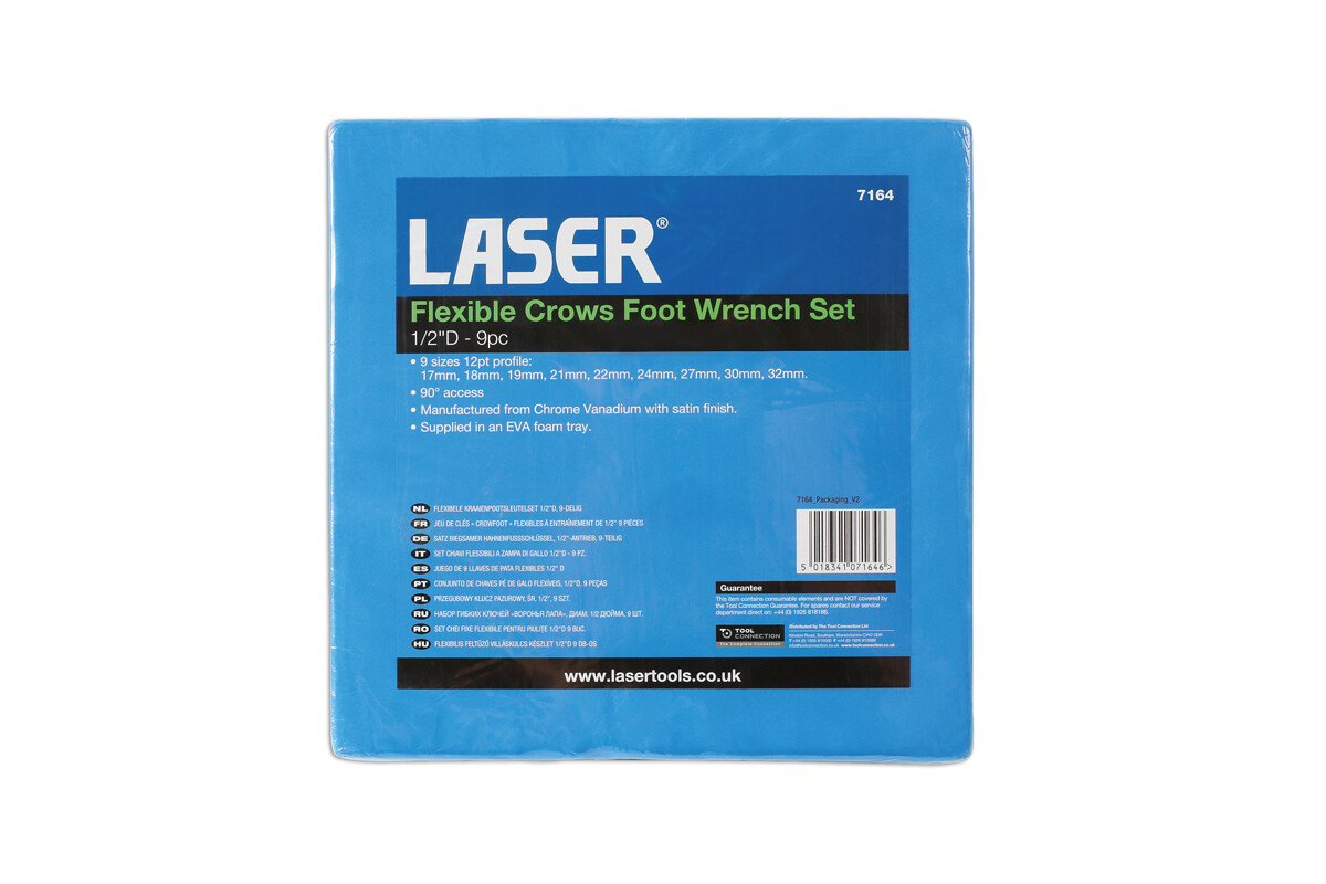 Laser 7164 9 Piece 1/2″D Flexible Crows Foot Wrench Set