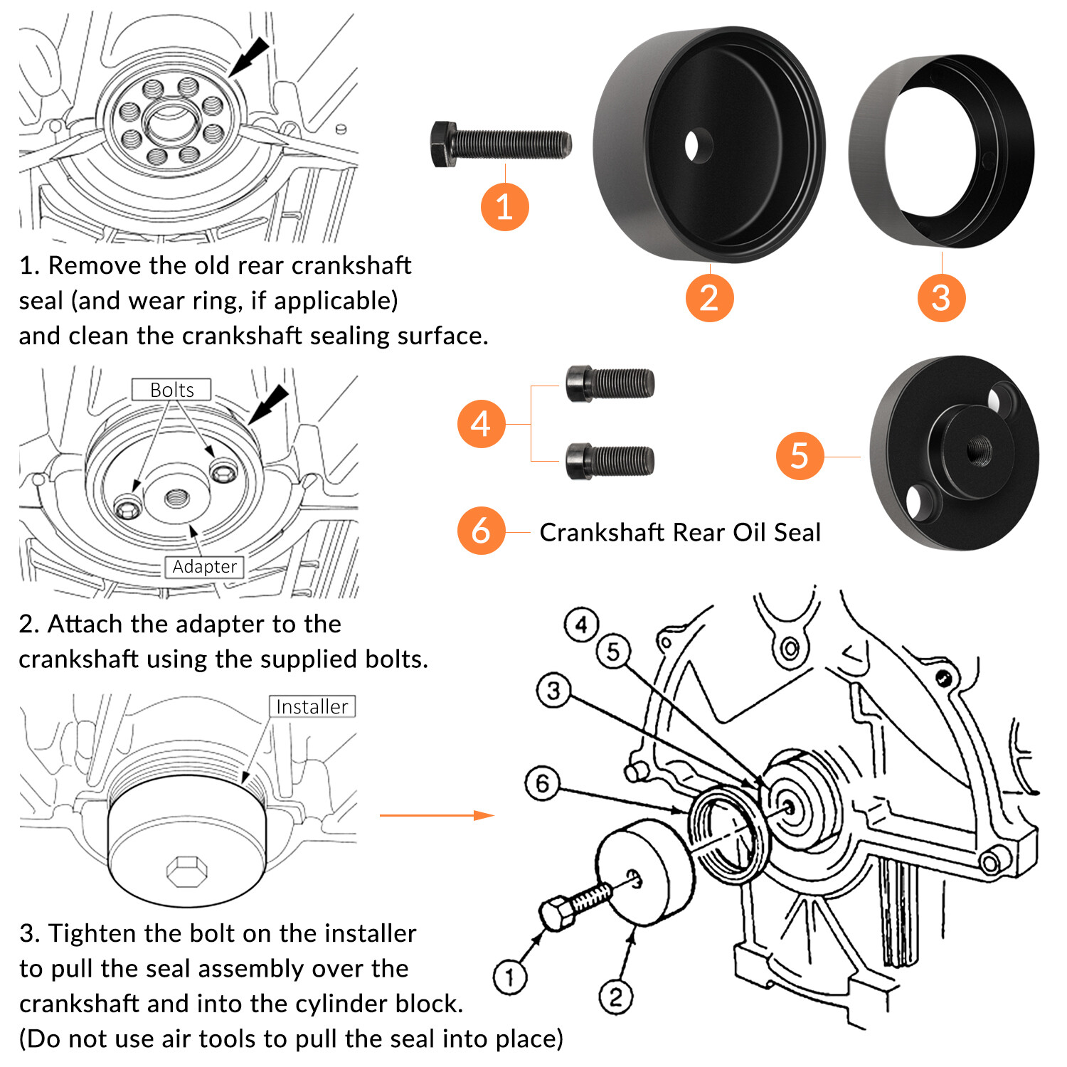 7834 Rear Crankshaft Seal Installer for Ford Aerostar Ranger Explorer 4.0L V6
