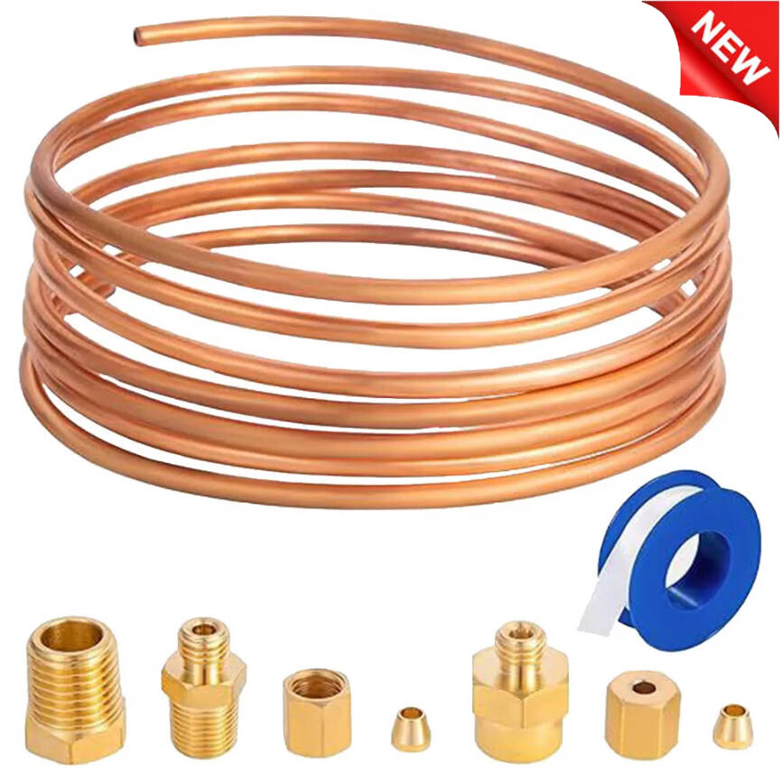 Oil Pressure Gauge Tubing Kit Copper Copper Line Tubing Install Kit W/Fittings