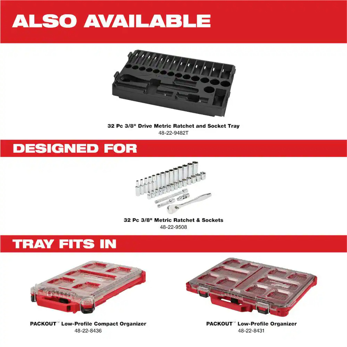 Milwaukee 48-22-9508 32PC SAE Ratchet and Socket Set with Flat Sides