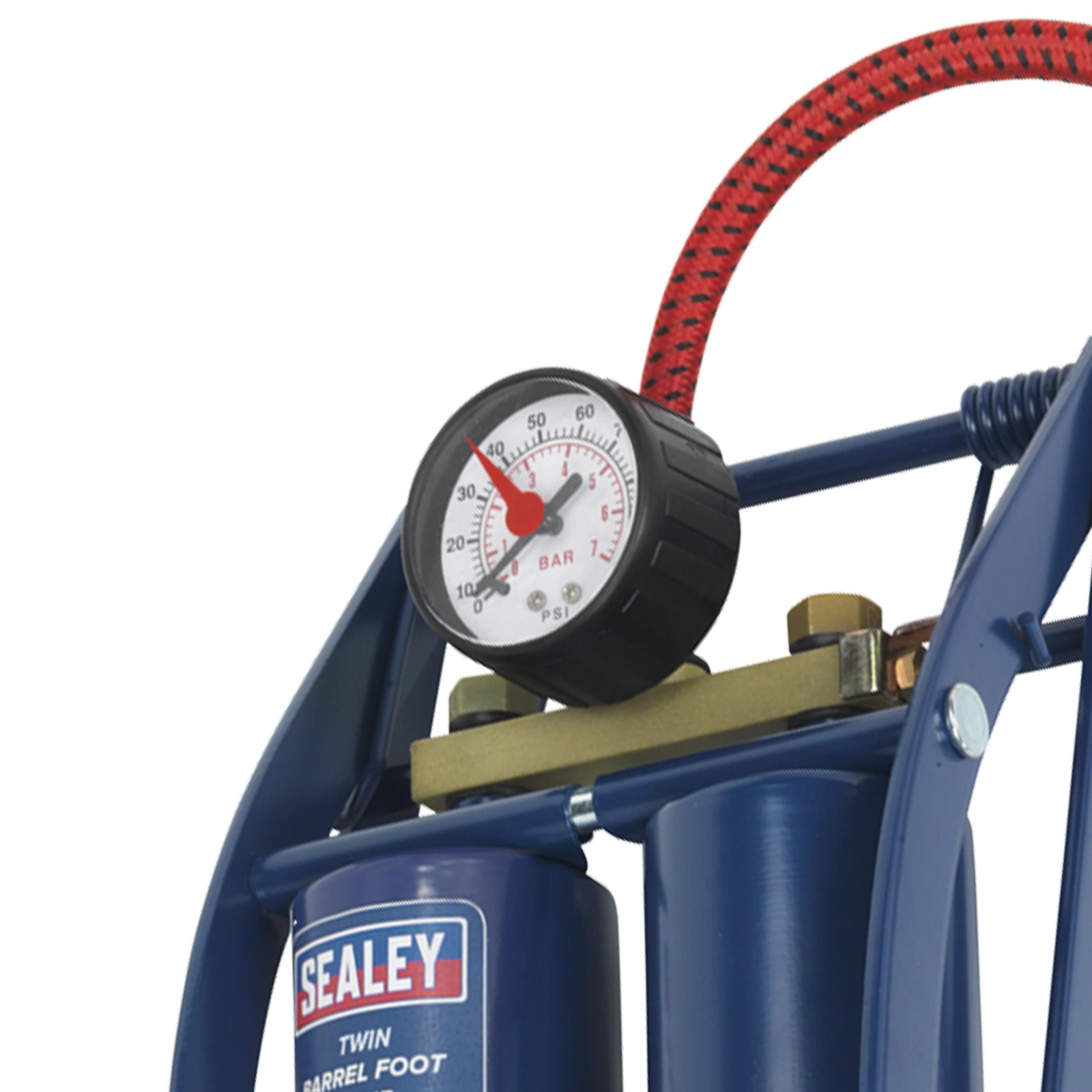 Sealey Foot Pump Twin Barrel Blue 0-100psi 0-7bar FP2