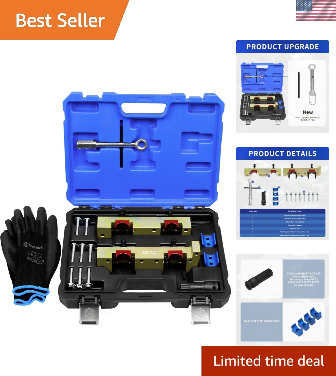 17PCS Engine Timing Tool Kit with Fuel Injector Remover Installer Tool, Compa…