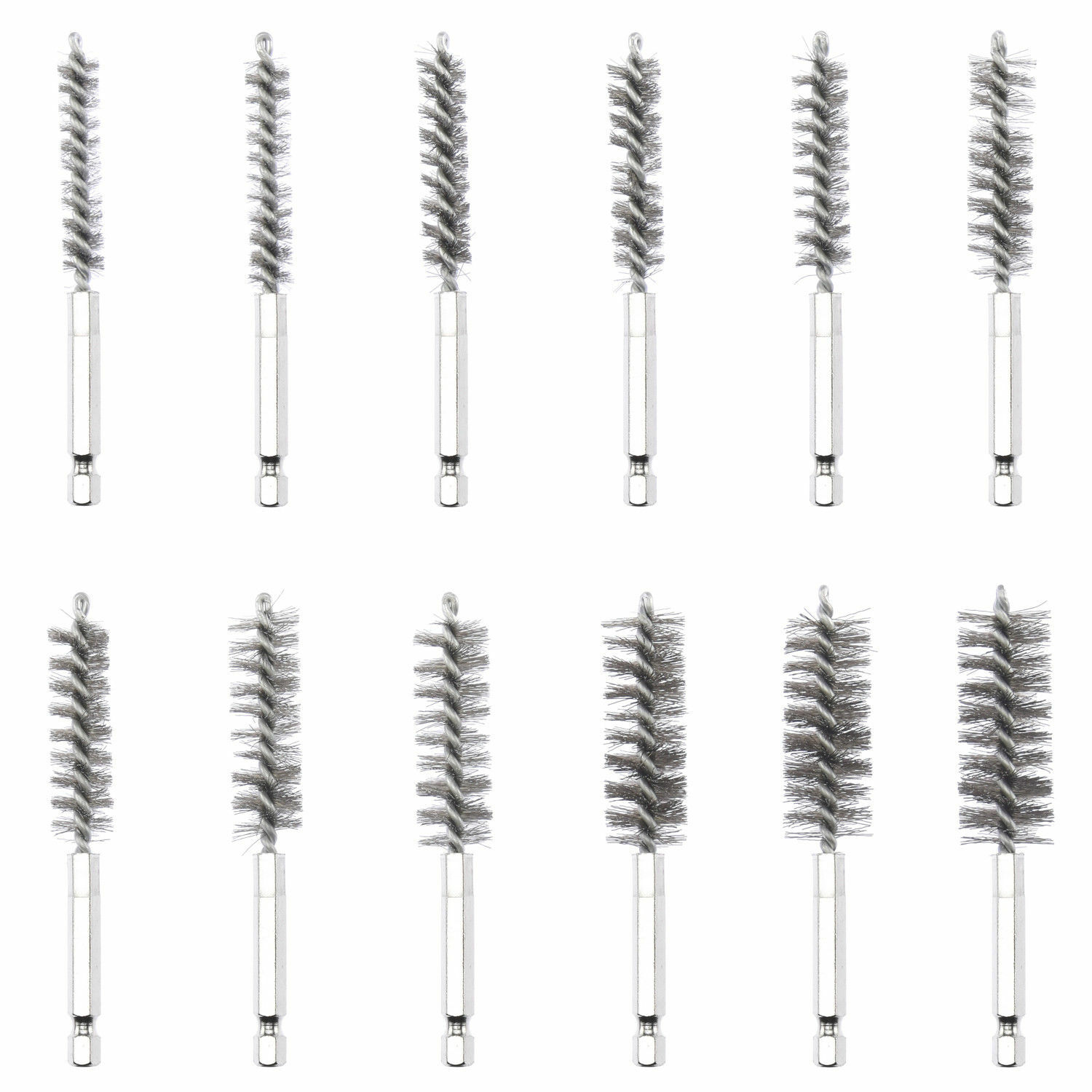 38PCS Industrial Wire 1/4in Hex Shank Brush Set Extendable Stainless Steel