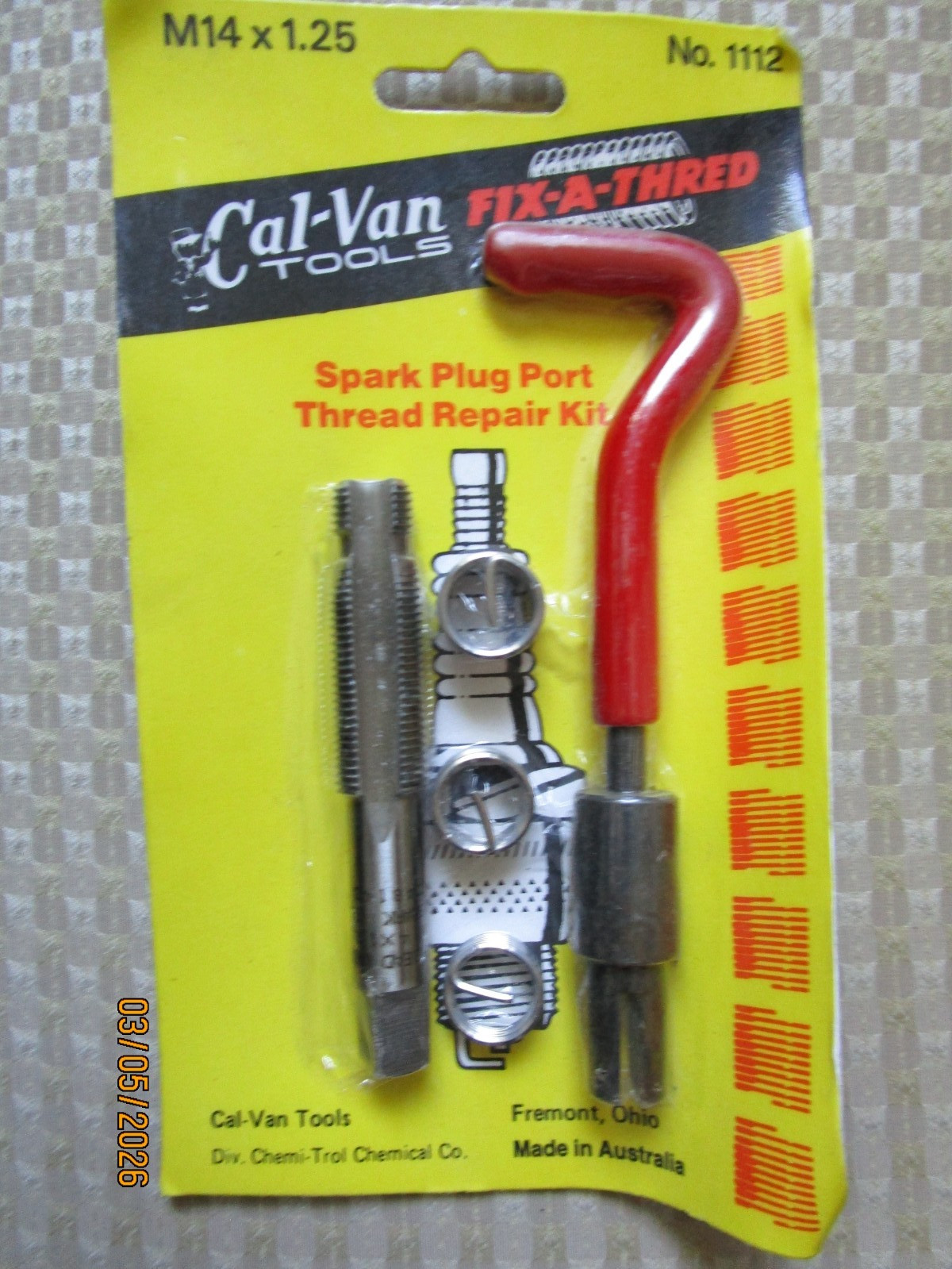 NIP Cal-Van Tools #1112 Fix-A-Thred Spark Plug Port Thread Repair Kit M14x1.25