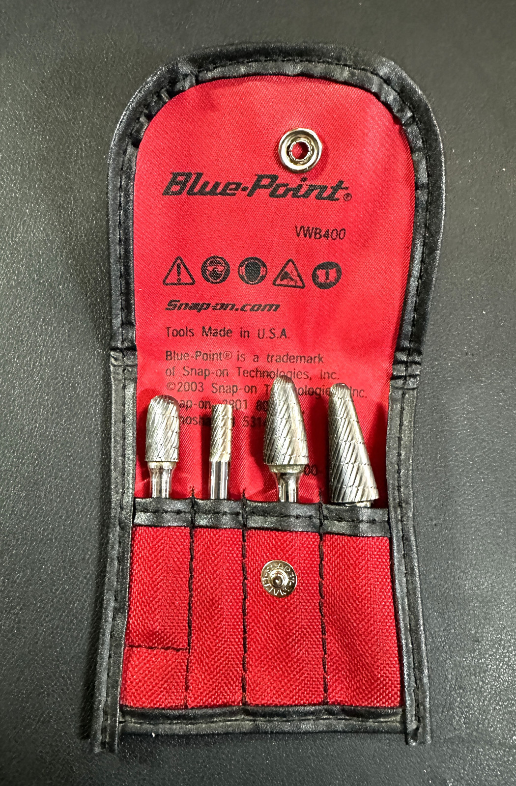 BLUE POINT VWB400 4 Piece Carbide Burr Set with Kit Bag USA