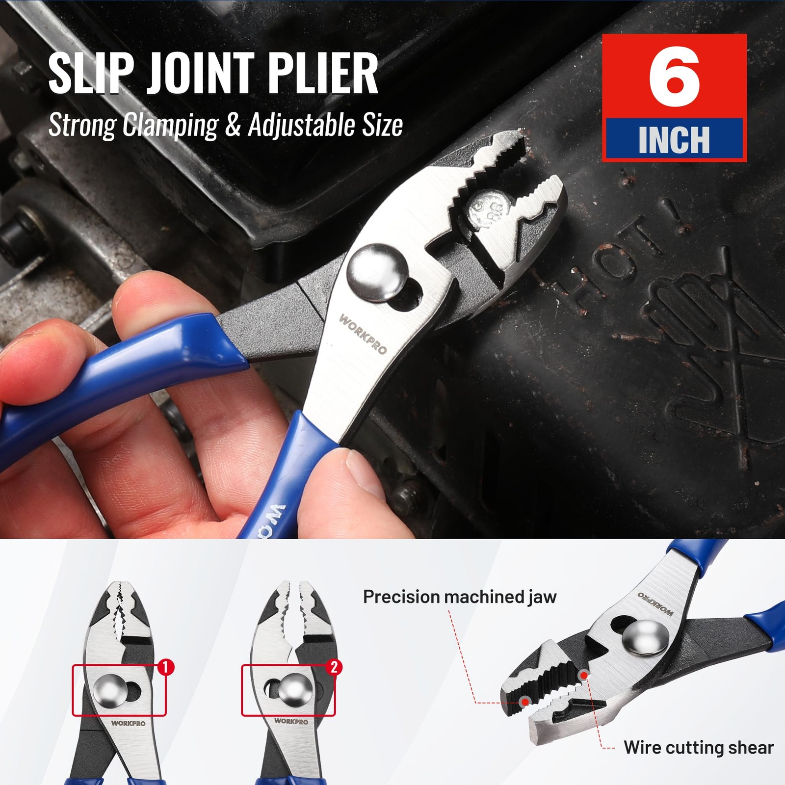 WORKPRO Pliers Set, 3-Piece Plier Tool Set with Soft Handle, 6″ Needle Navy