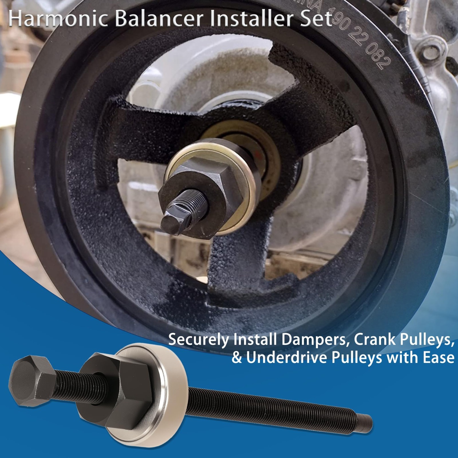 5Pcs Harmonic Balancer Installer Tool Set for V8/V6 Engines, Crank Pulley Puller