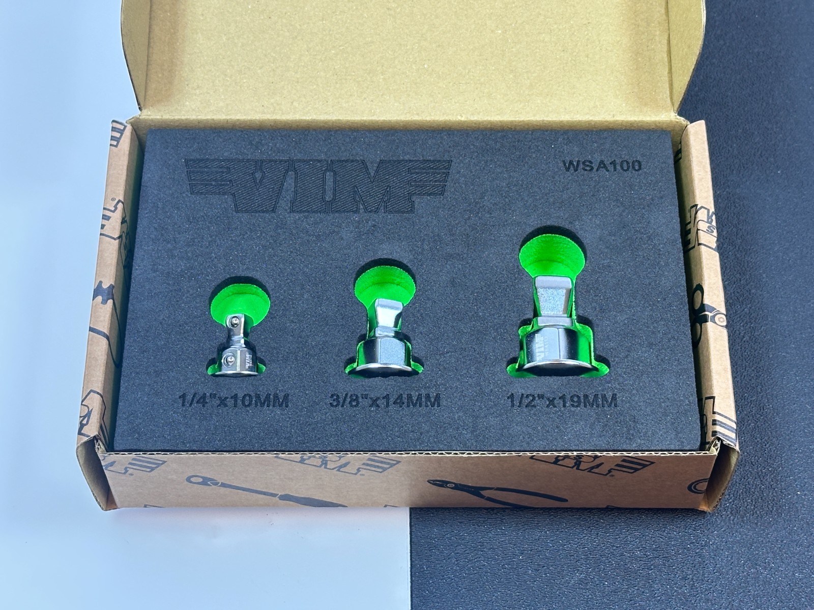 NEW VIM Tools 3pc Wobble Socket Adapter Set in Foam #WSA100