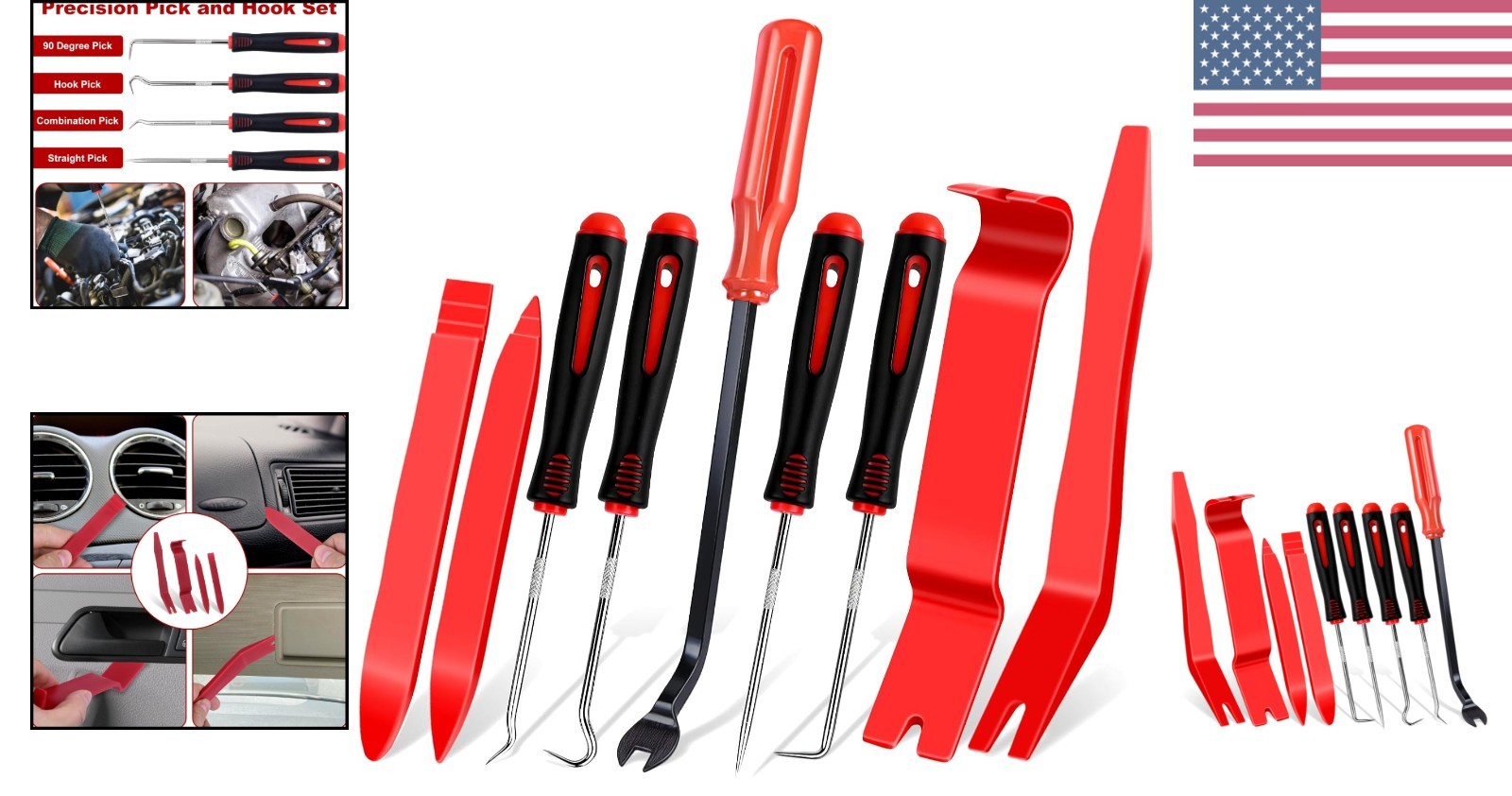9 Pcs Auto Trim Removal Tool Set – Plastic Pry Tool Kit, Car Door Panel Windo…