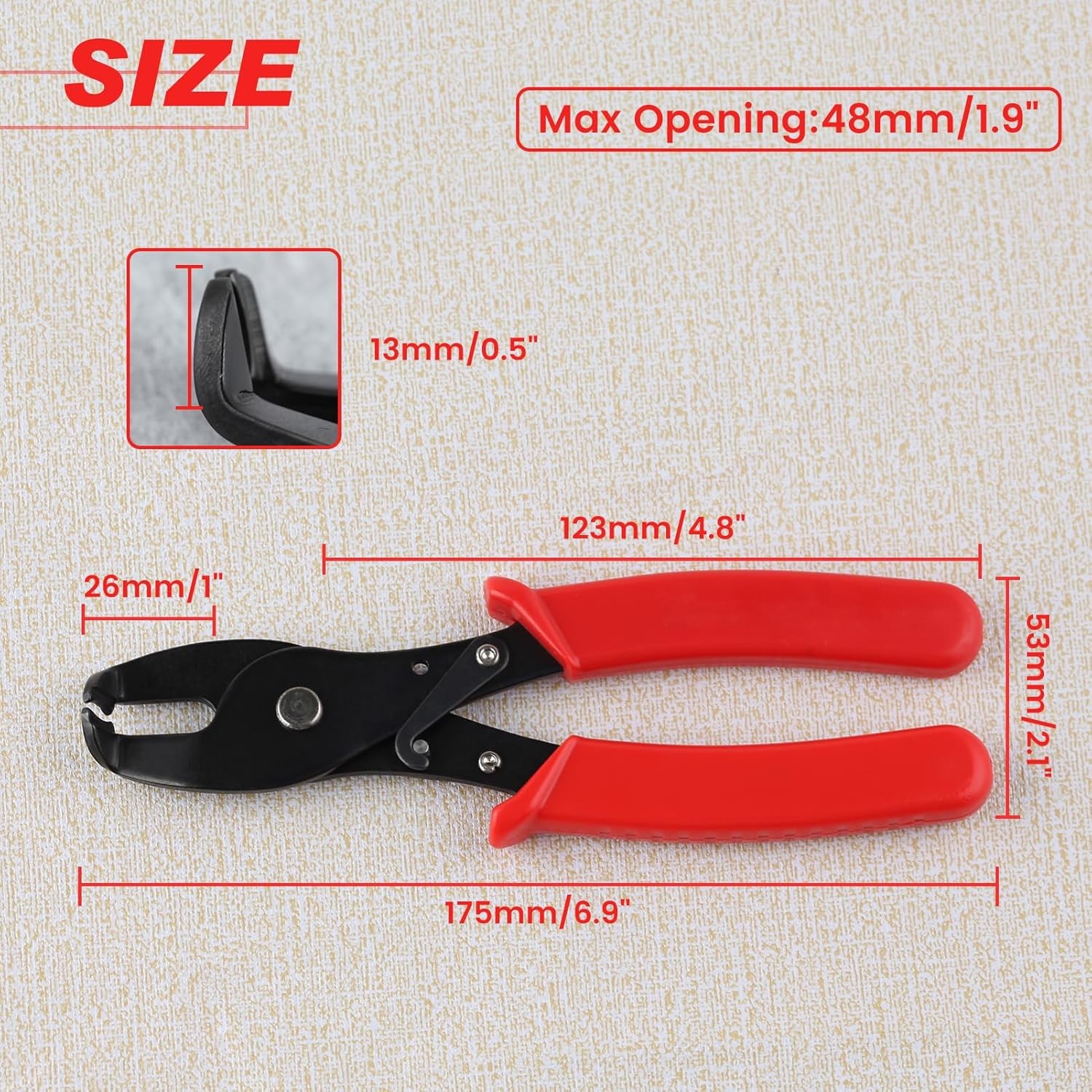 Strain Relief Crimper, Bushing Pliers Anti-Rust Low Red & Black