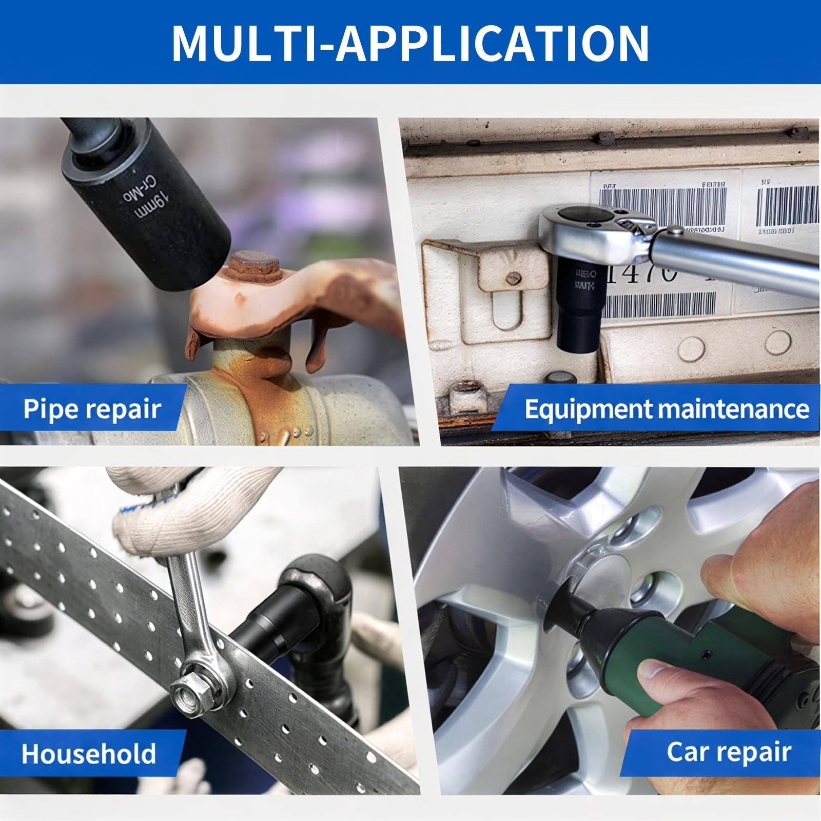 5-Piece Wheel Nut Removal Tool Set, 1/2″ Impact Socket & Bolt Extractor Kit, 17-
