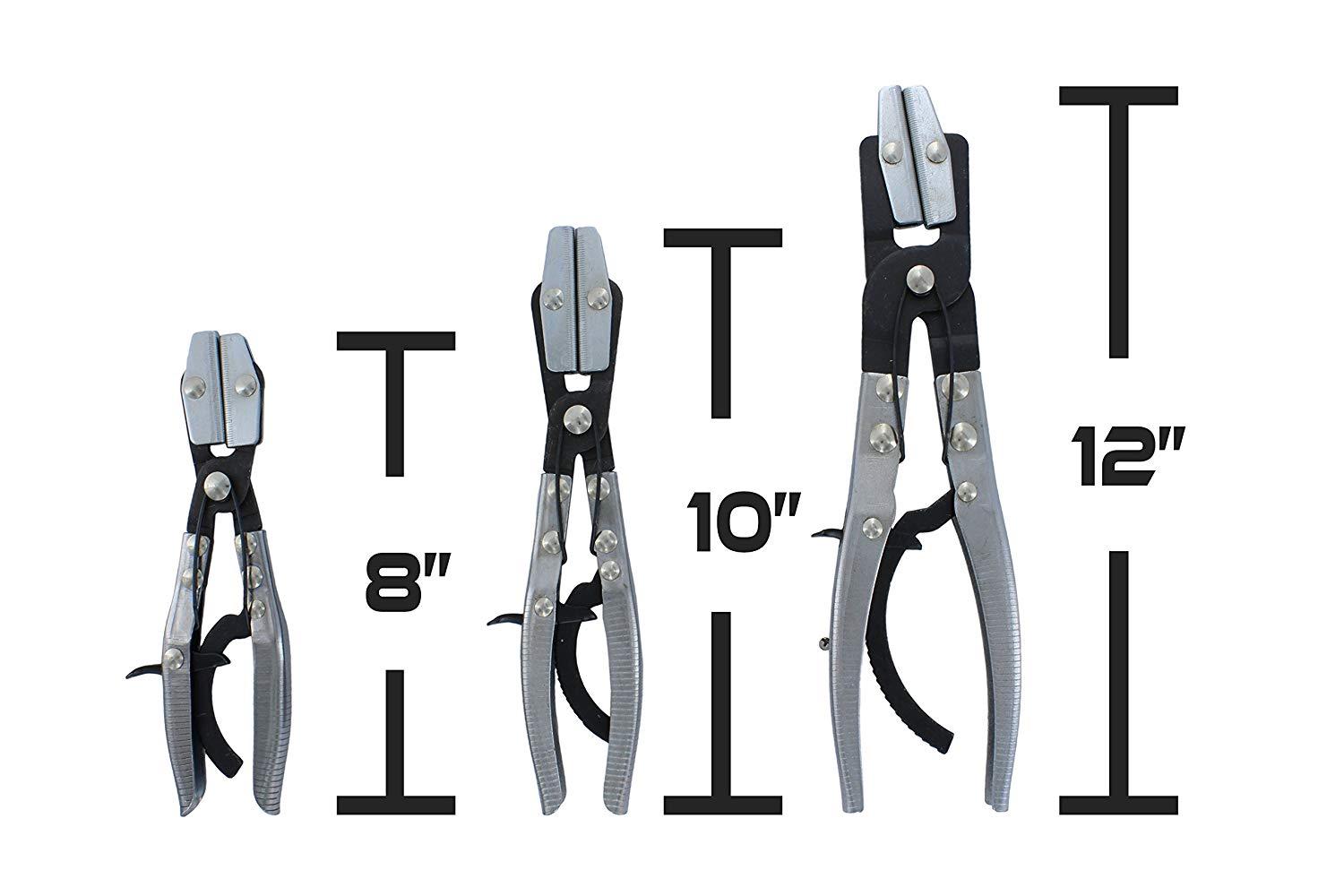 3Pcs Flexible Hose Clamps Line Clamp Hose Pinch off Pliers Mixed Sizes 8/10/12”
