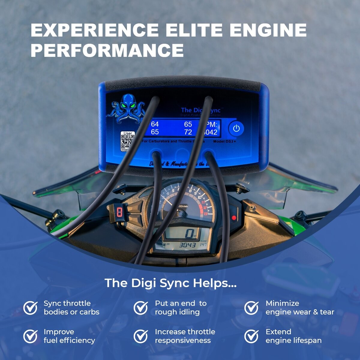 The Digi Sync 4-Channel DS3+ Pro Digital Throttle Body And Carb Sync Tool