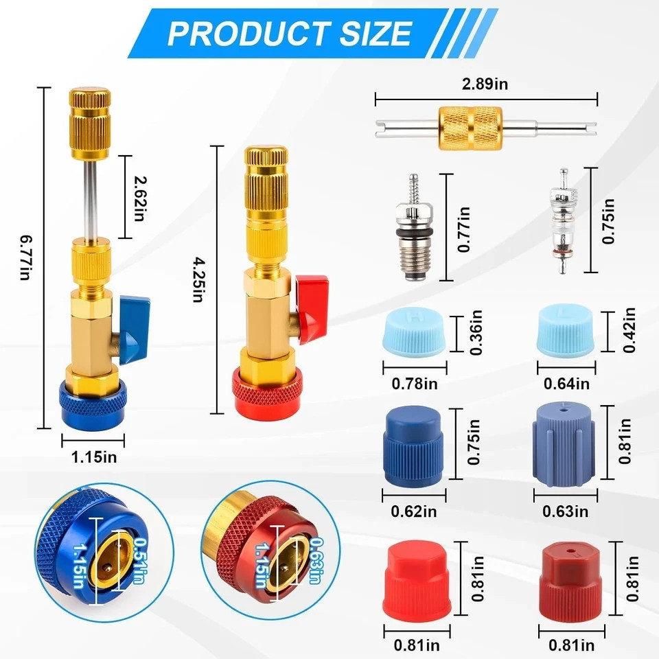 31Pcs R134A A/C Car Air Conditioning Valve Core Remover Tool High Low Pressure..