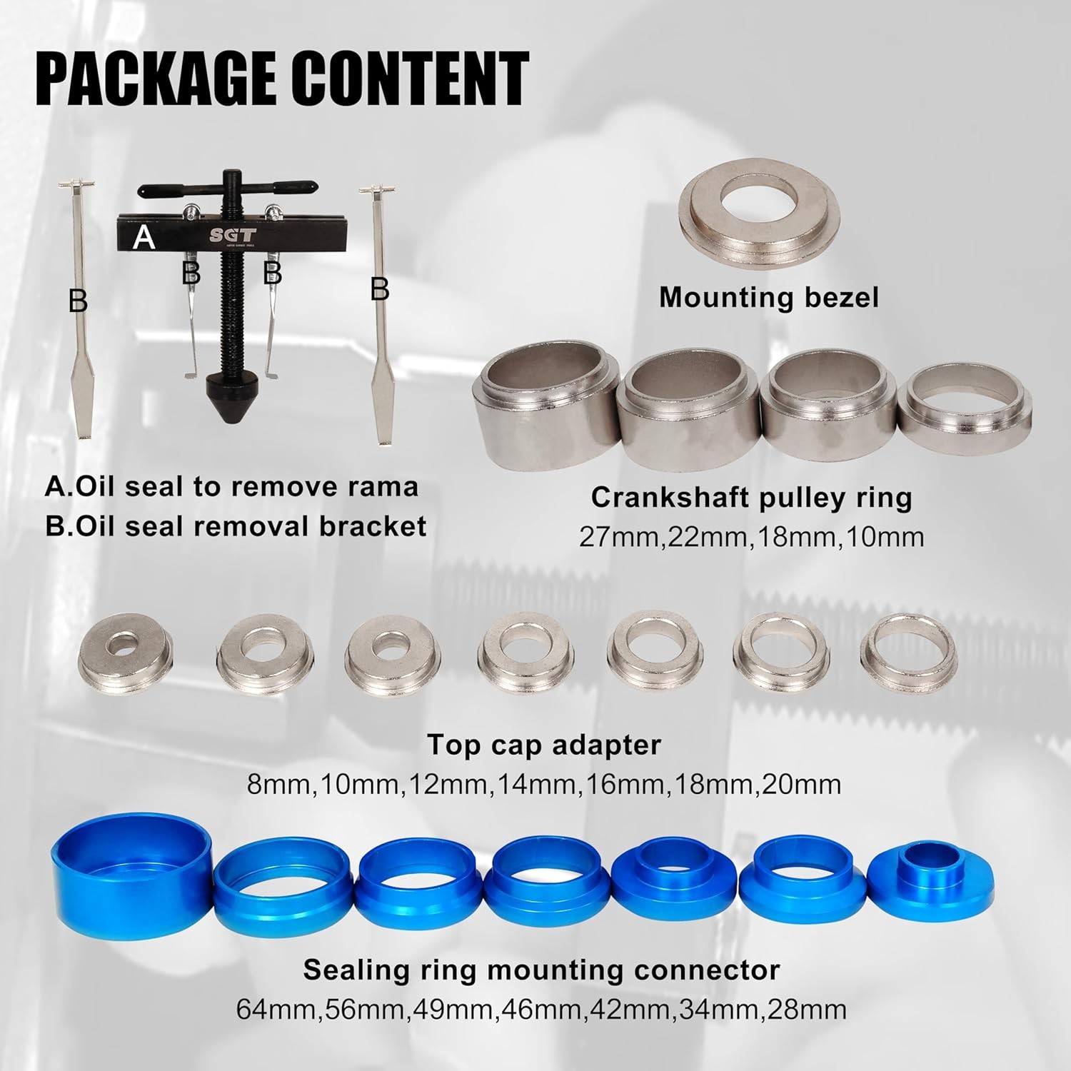 22PCS Crankshaft Camshaft Seal Installer Remover Tool Kit for Engine Repair