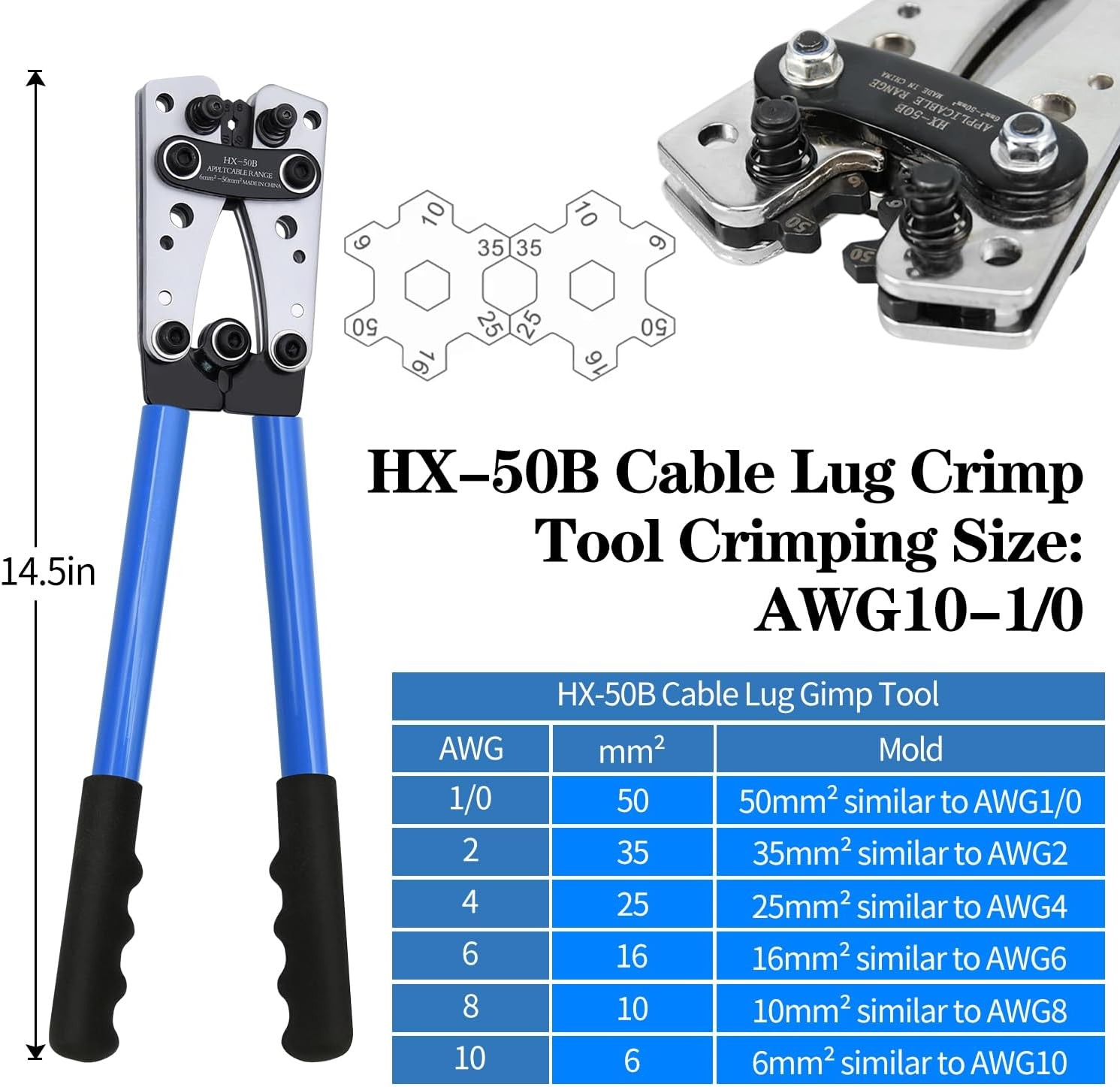 Cable Lug Crimping Tool with 74pcs Copper Wire Lugs, 100pcs Dual Silver/Grey