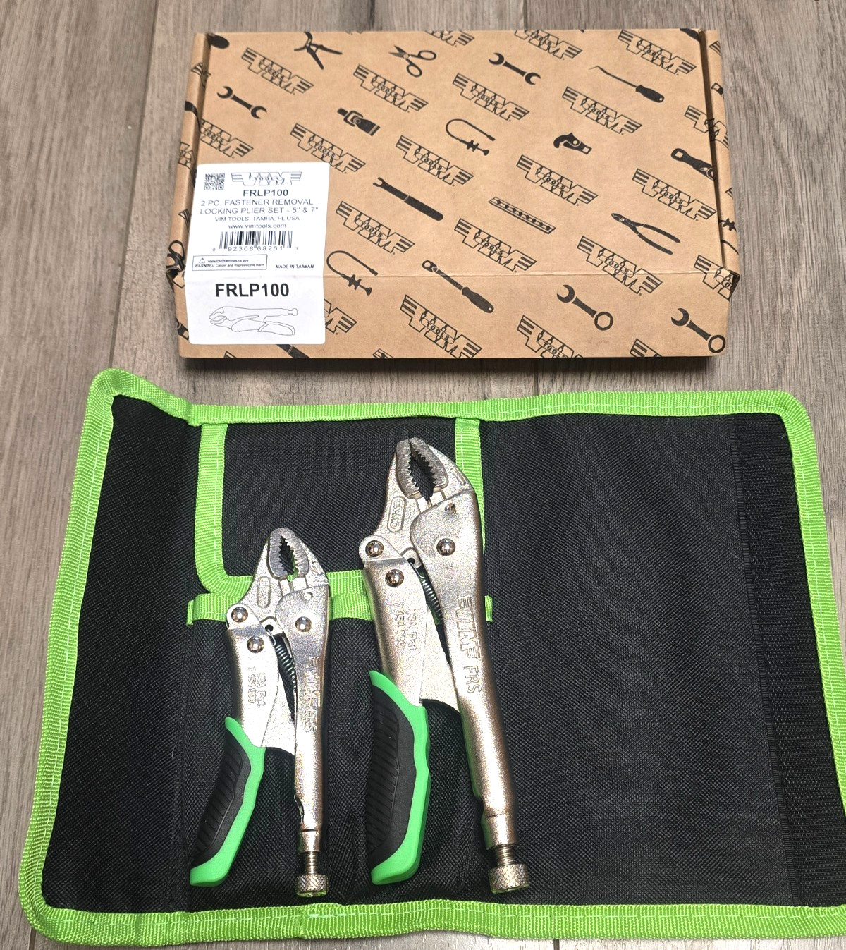 VIM Tools 2pc Screw Extracting Tip Locking Pliers Set w/Pouch 5″ & 7″ #FRLP100