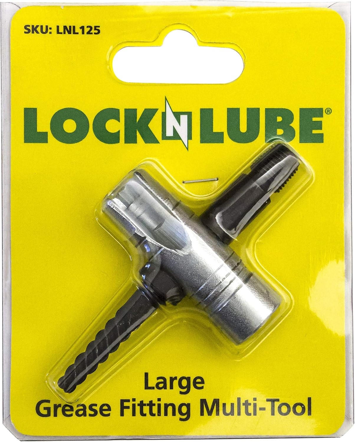 LockNLube Grease Fitting Multi-Tool, Large Small, Silver and Black