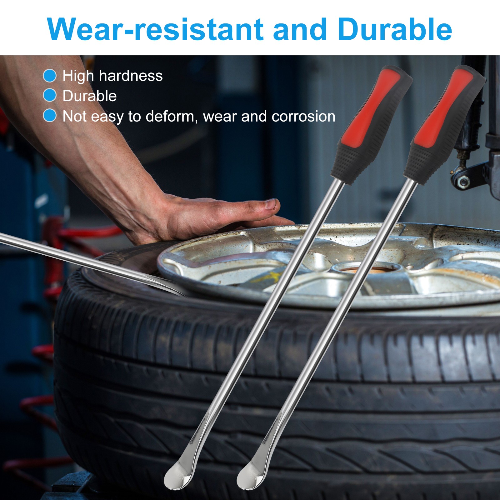2Pcs 14.5″ Steel Tire Spoon Lever Iron Bar Kit Car Motorcycle Tyre Changing Tool