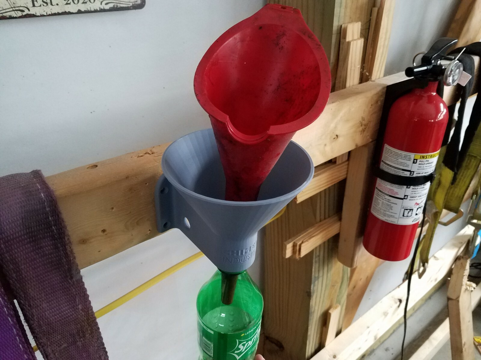 Funnel Holder/Drip Drain Rack, Wall Mount for Wall, Workbench, or Race Trailer