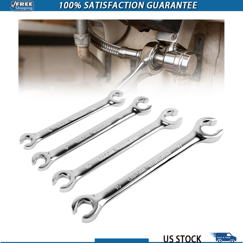 4PCS Carbon Steel Brake Line Wrench Set 8mm/10mm/9mm/11mm/13mm/14mm/15mm/17mm Do