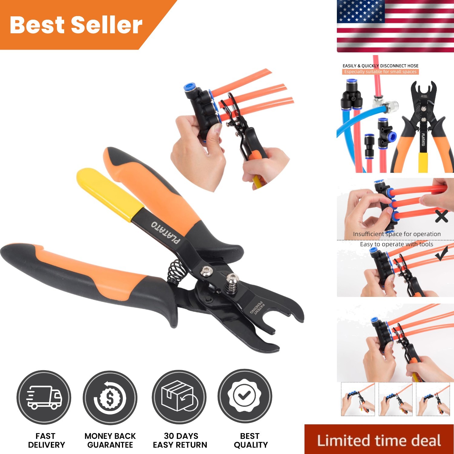 Compact Pneumatic Air Line Removal Tool for 10-12mm Quick Disconnect Fittings