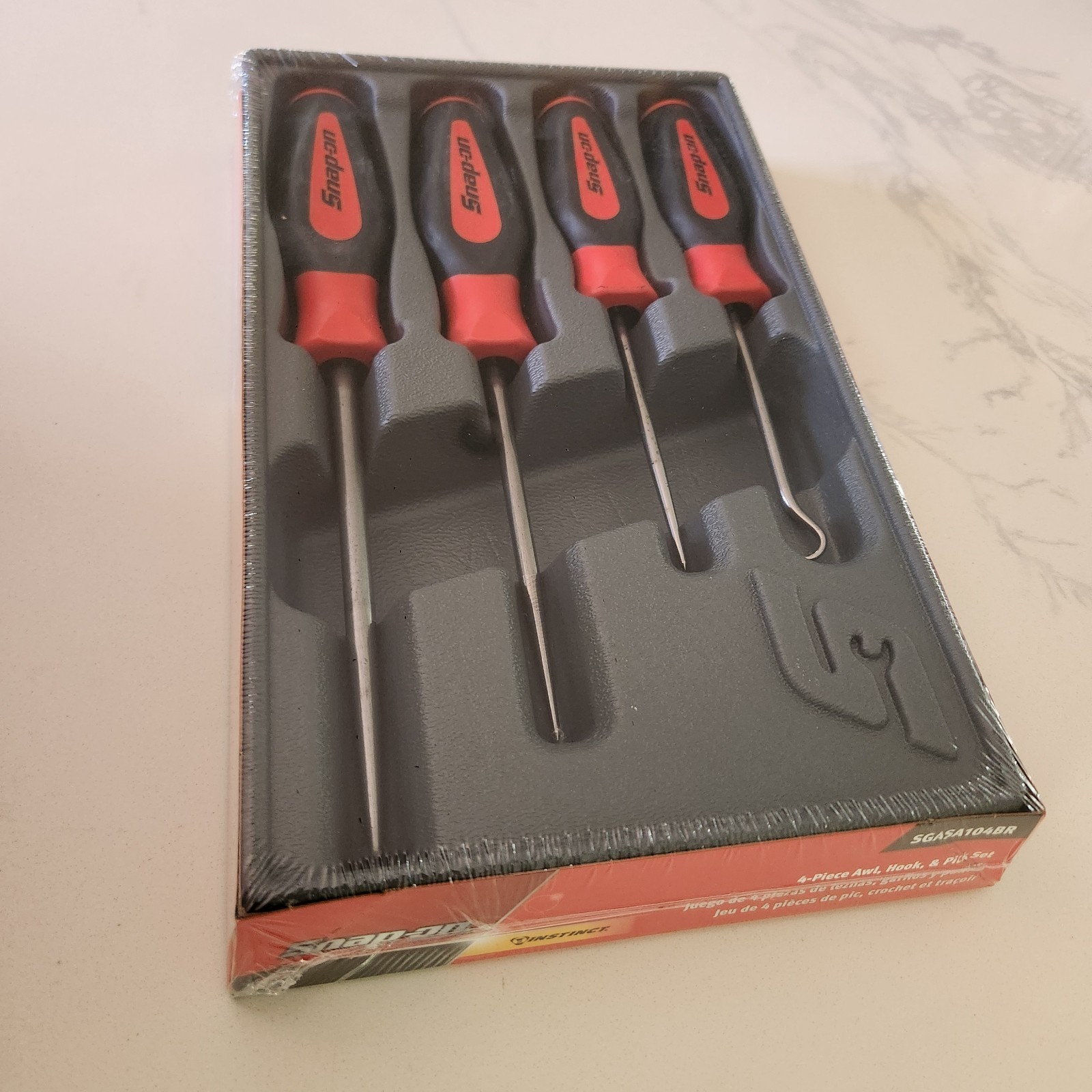 NEW SEALED Snap-On 4 pc Hook and Awl Hook & Pick Set SGASA104BR Red