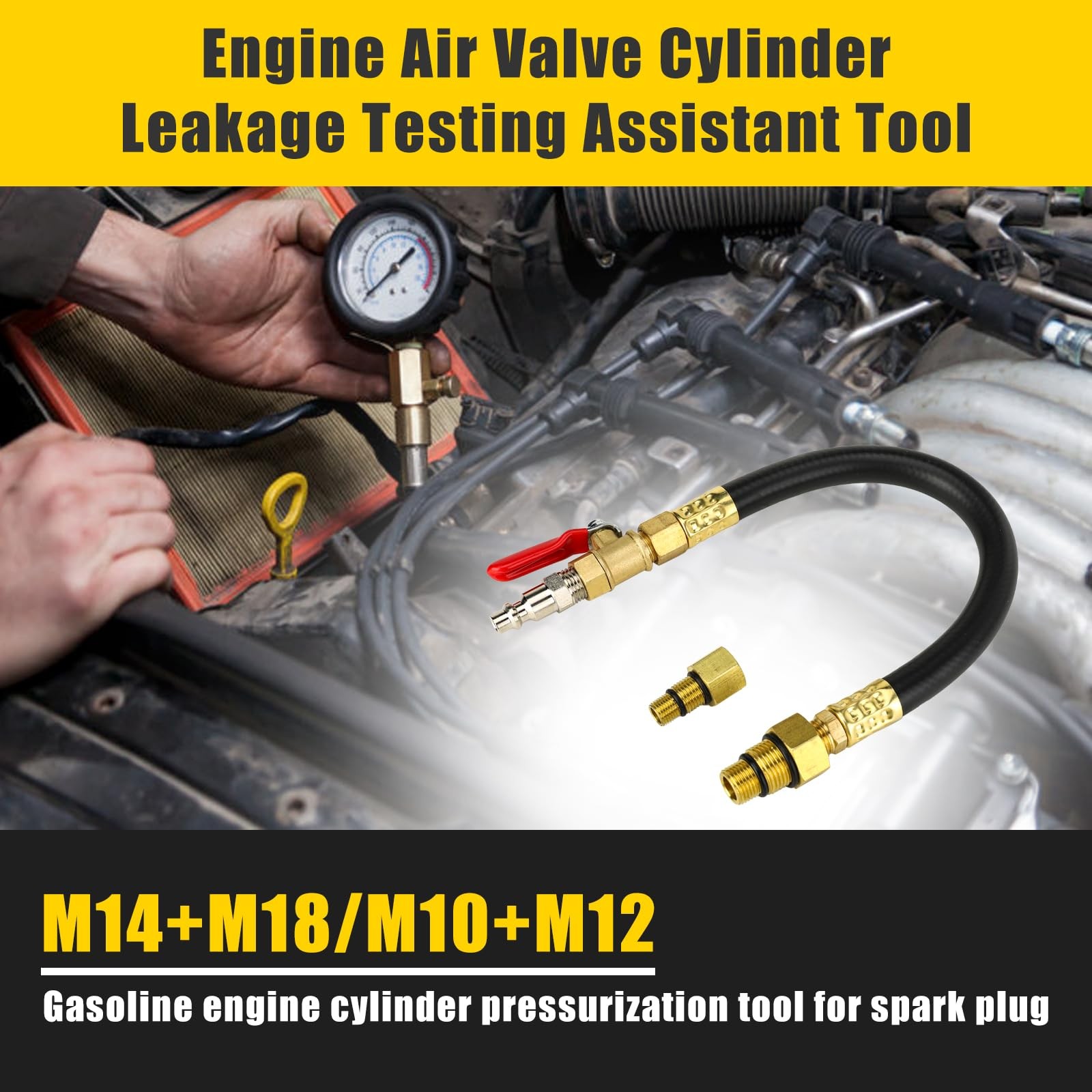 Engine Air Valve Holder Pressure Pipe M10 M12 M14 M18 Thread to 1/4 NPT w/Bal…