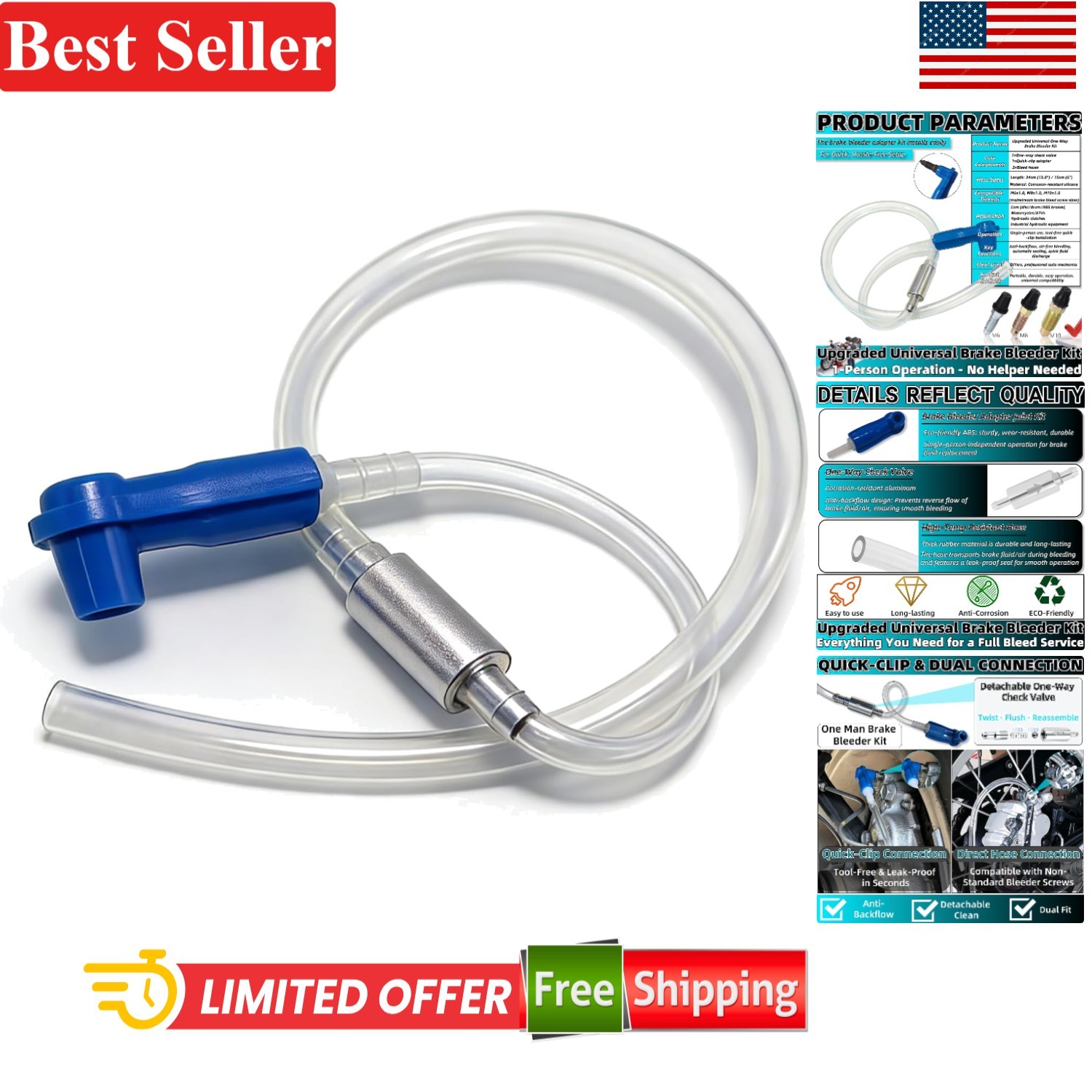 Universal Brake Bleeding Tool Kit for Car Motorcycle Hydraulic Systems