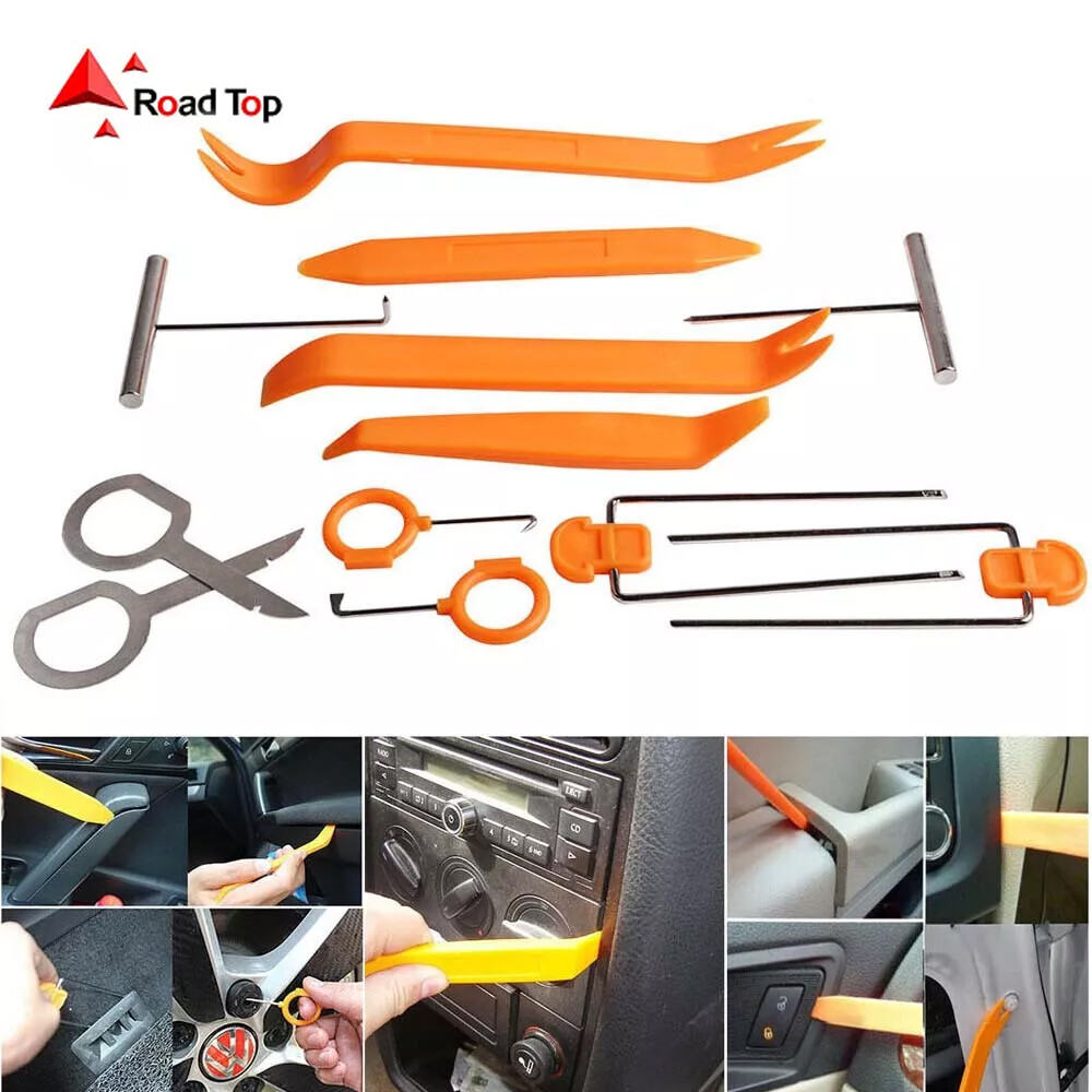 12PCS Plastic Trim Removal Pry Tool Kit Car Radio Panel Door Dash Clip Fasteners