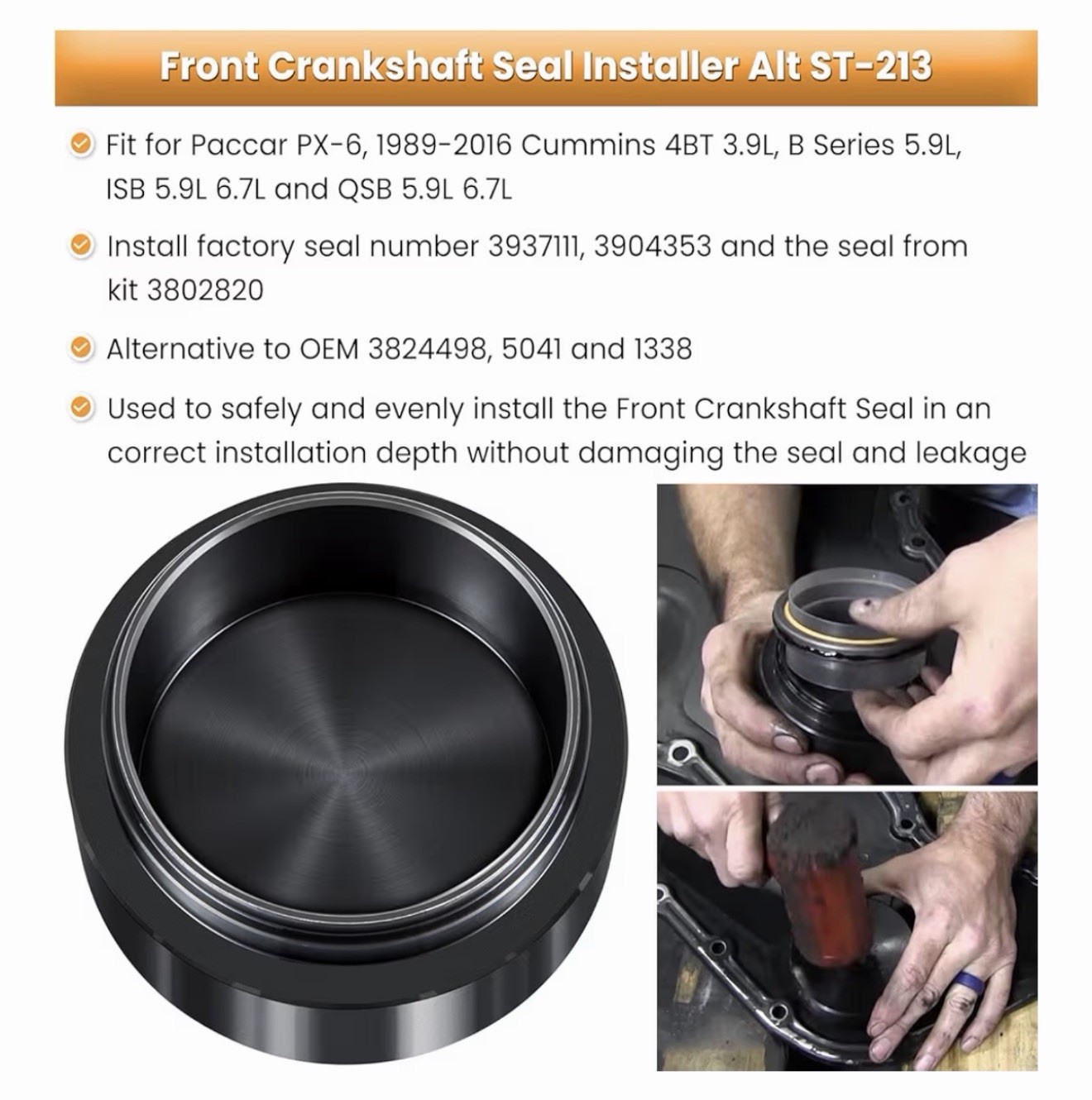 Front & Rear Crankshaft Seal Remover For Paccar PX-6 *LIGHT DAMAGE L👀K*