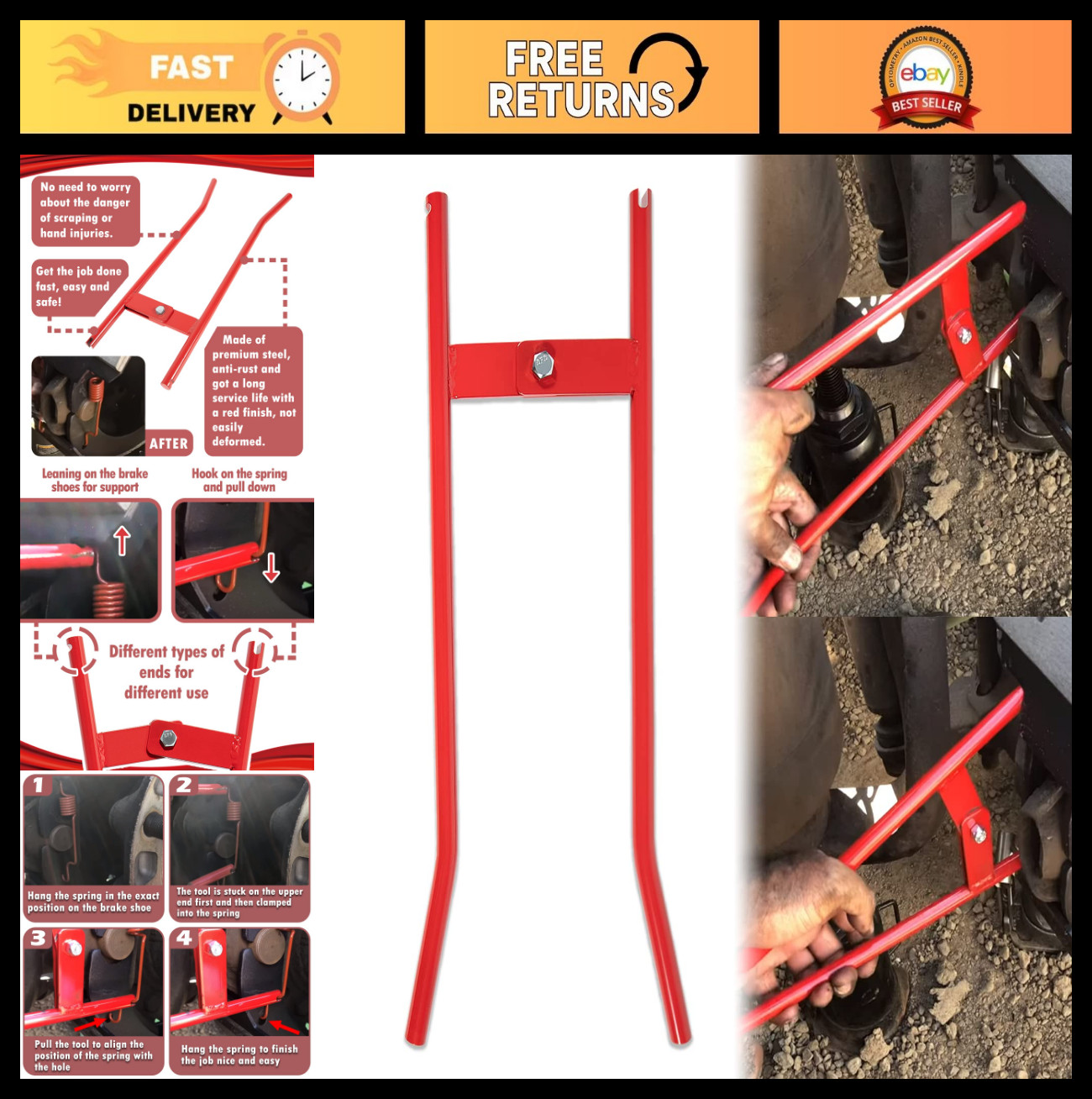 Heavy Duty Truck Brake Spring Tool – Spring Installer for Eaton Air Brake Shoes
