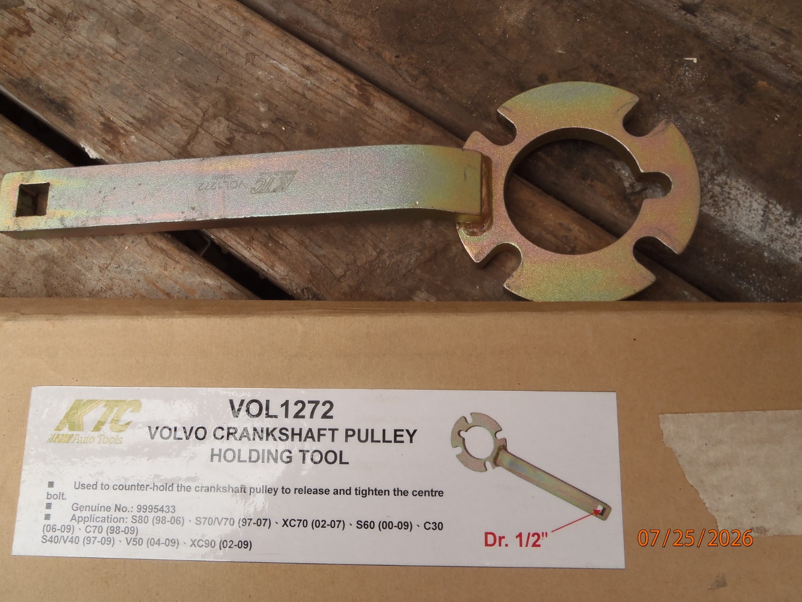 KTC brand Volvo crankshaft holding tool for 850, V70
