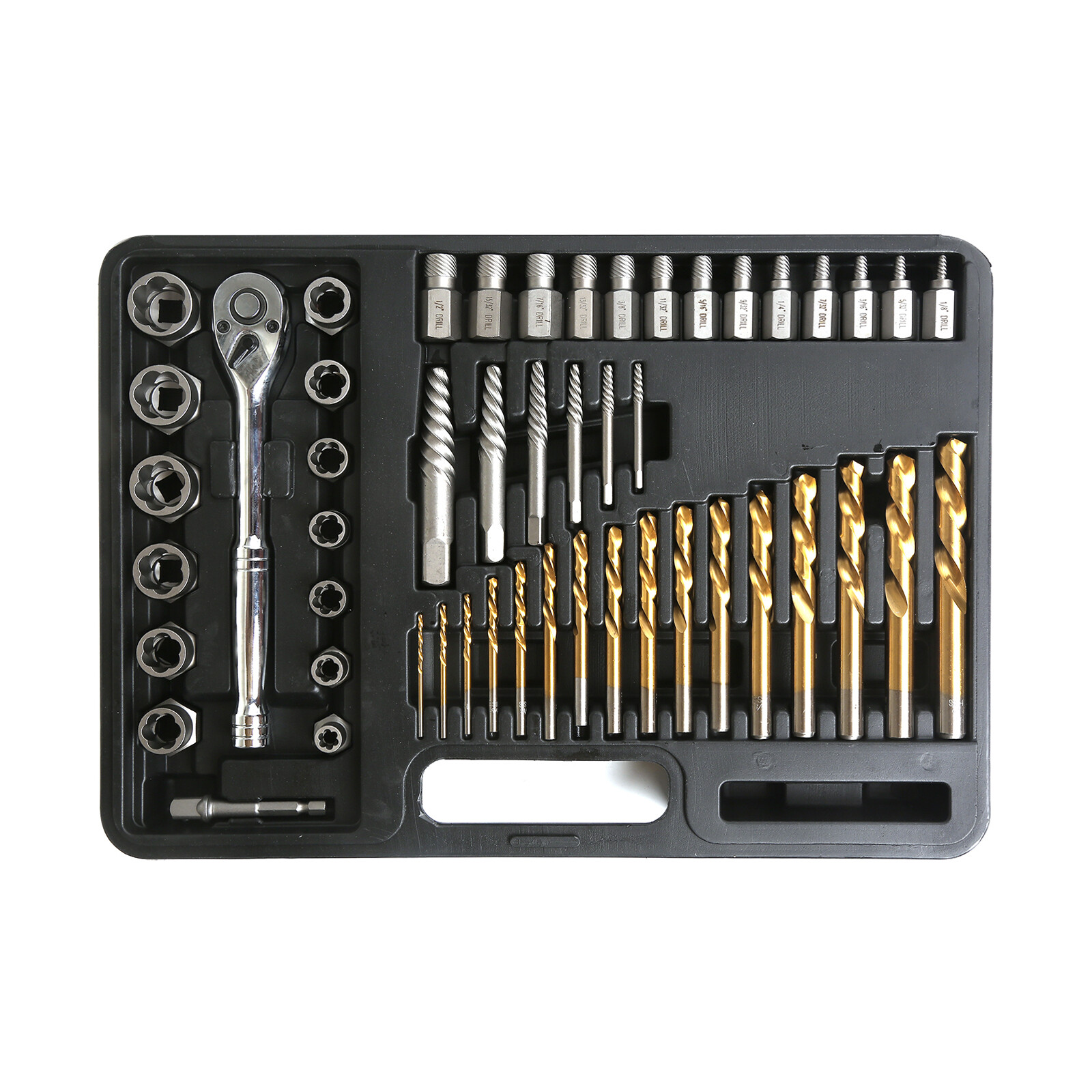 50pc Broken Studs / Bolts /Socket /Screw Extractor Removing Tool & Drill Bit Set
