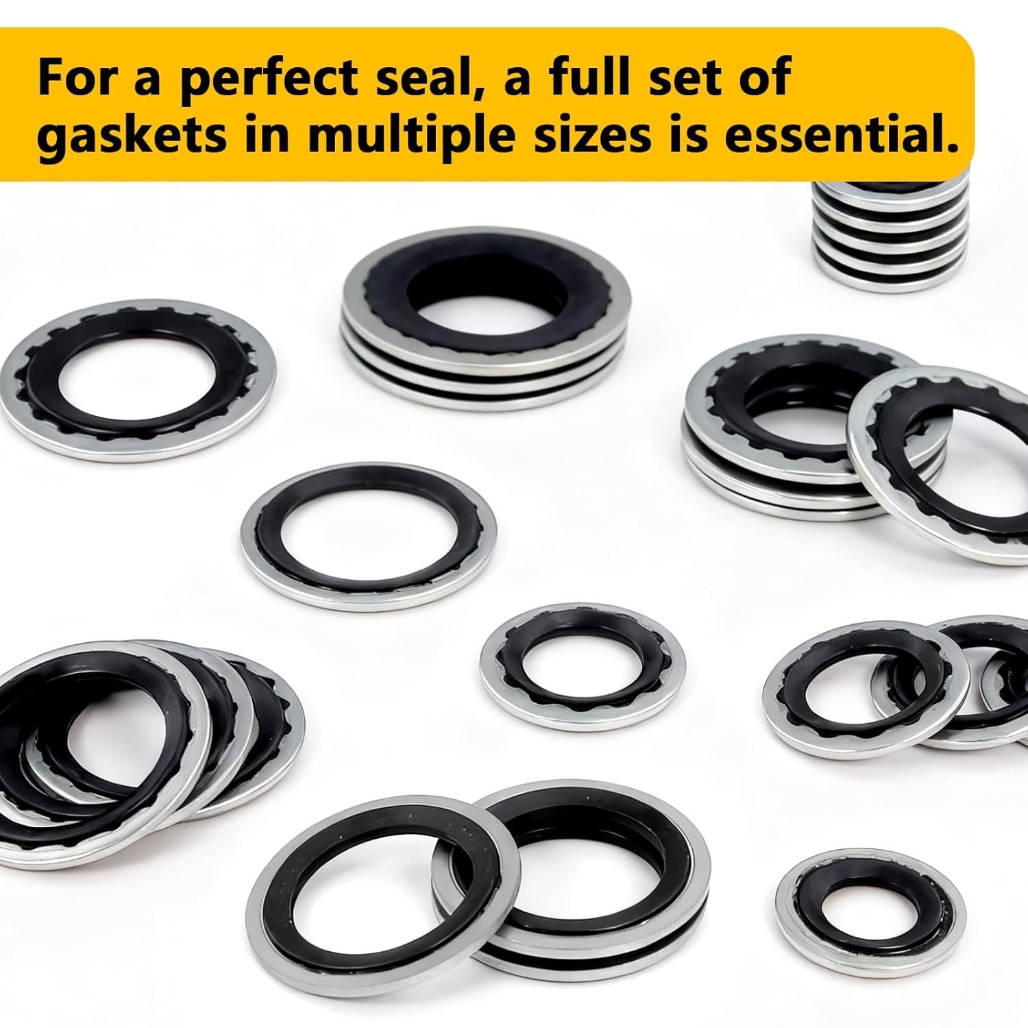 52 PCS Automotive AC Gasket Kit Rubber Metal Seal Compressor Washers for R134a